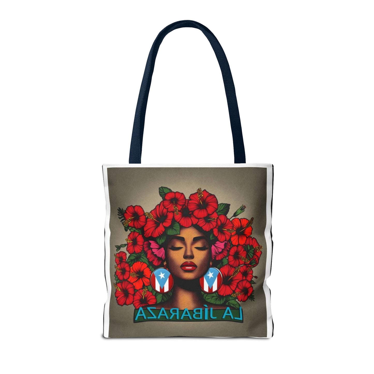 La Jíbara Tote Bag — Puerto Rican Floral Portrait Canvas Tote Puerto Rico Christmas Tote