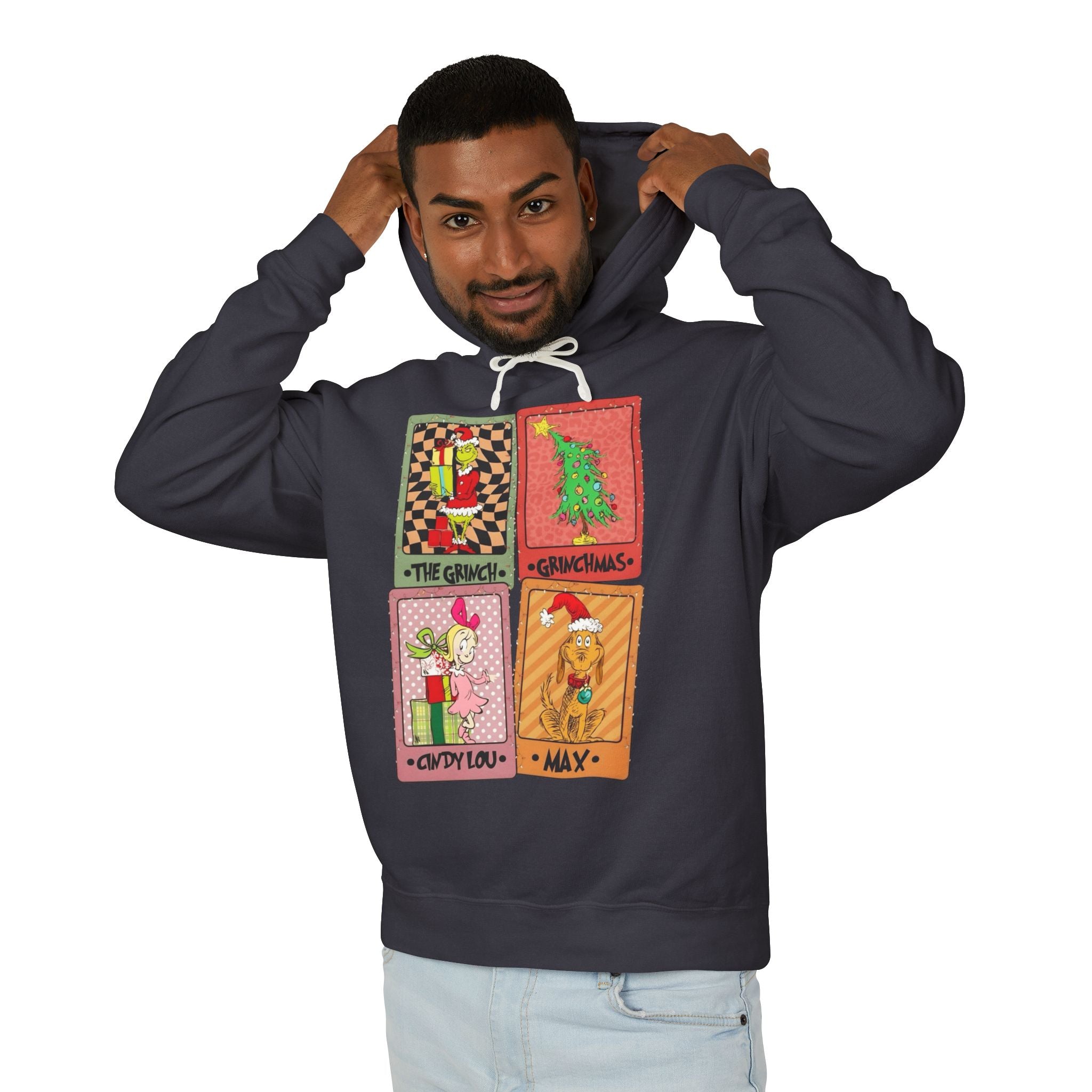 Grinchy Holiday Hoodie  'The Grinch' Christmas Cards Vintage Patch Pullover Cartoon Christmas T-shirts and Sweaters
