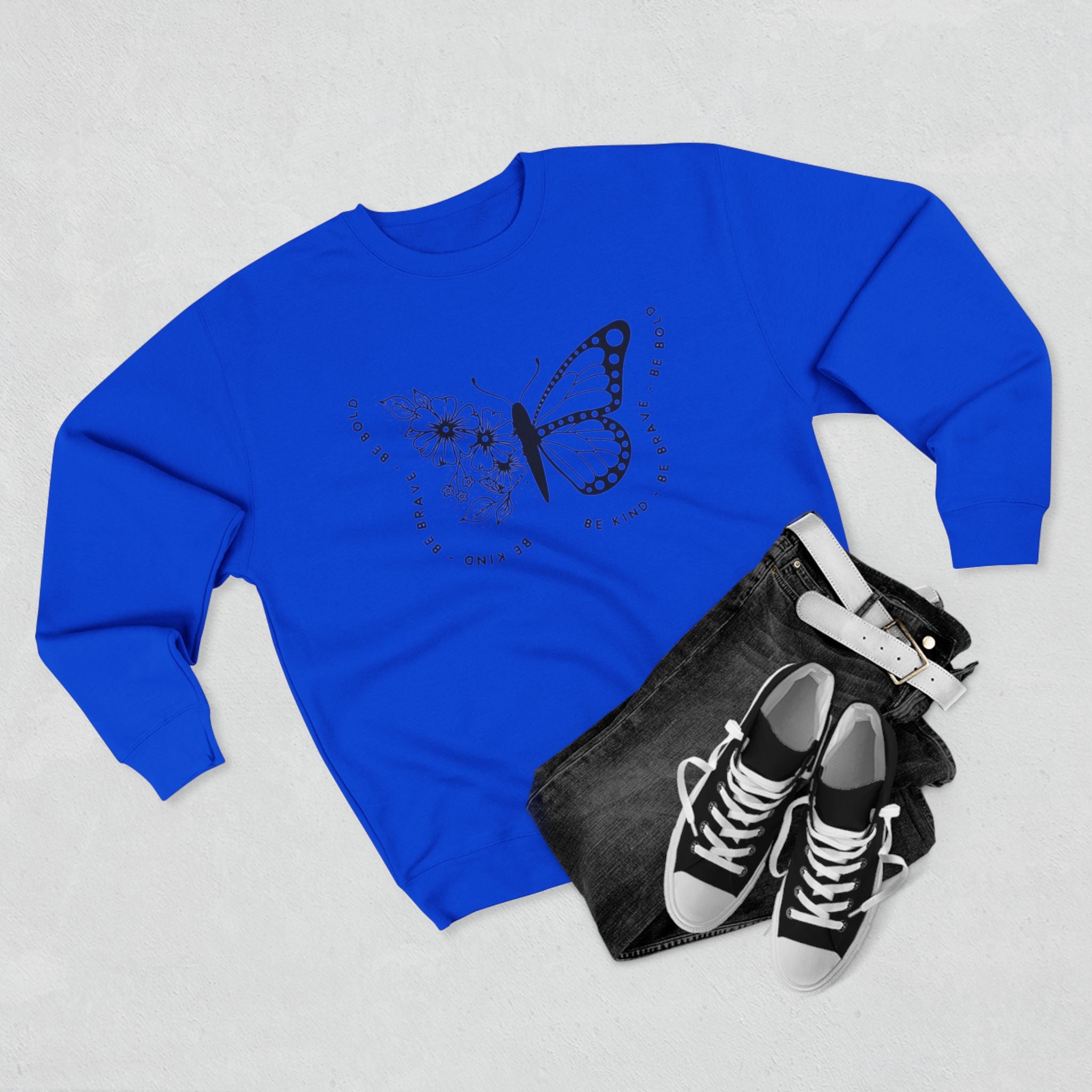 Butterfly Floral Crewneck Sweatshirt  "Broken Is Beautiful" Inspirational Sweatshirt