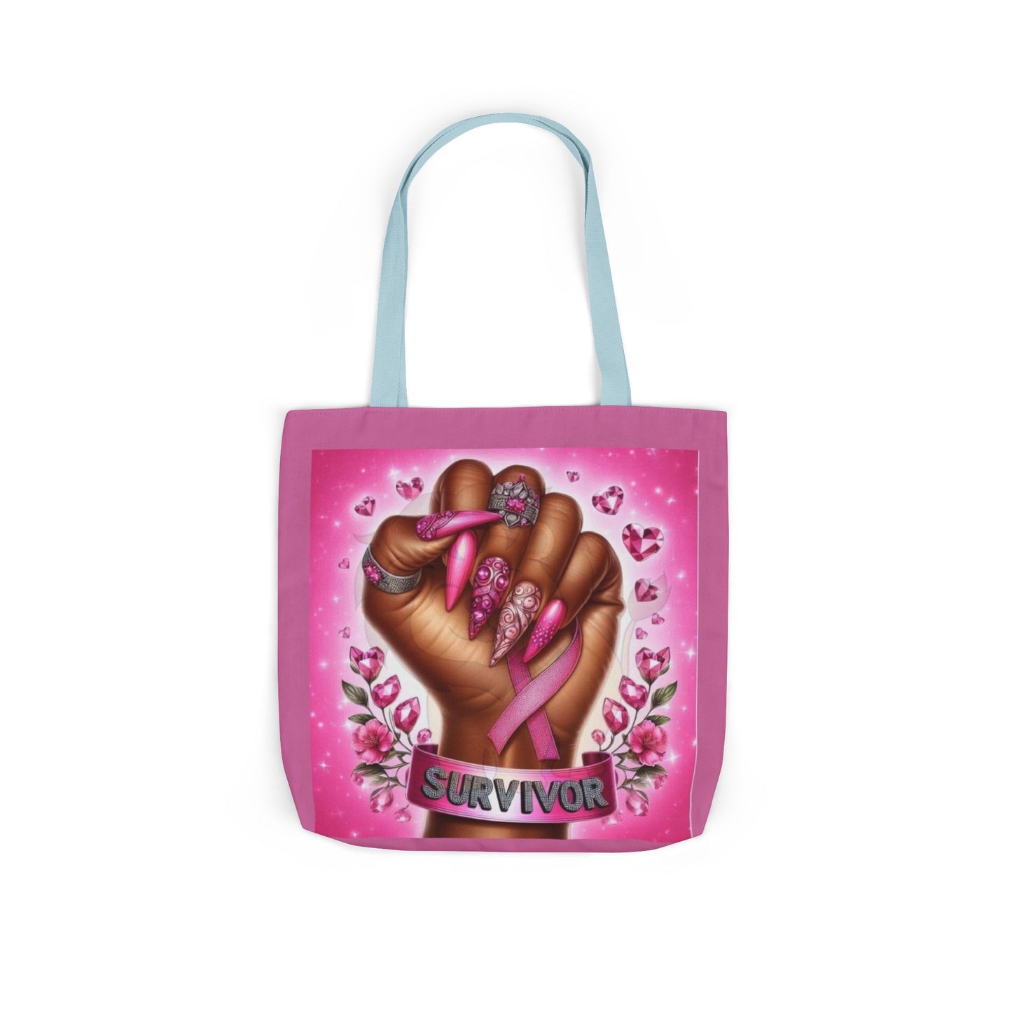Breast Cancer Survivor Tote Bag  Pink Ribbon Empowerment Canvas Tote