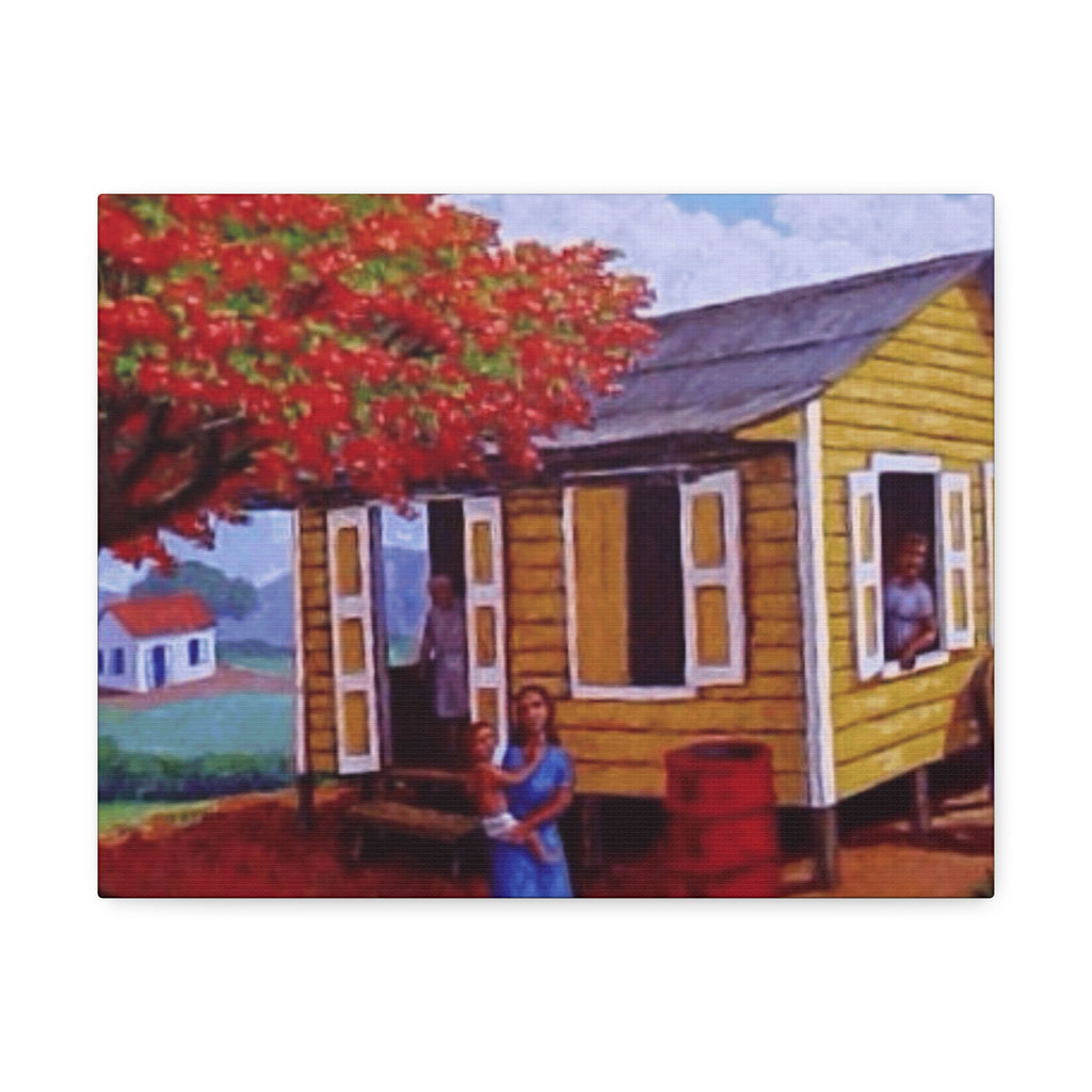 The Soul of Puerto RicoCaribbean Cottage Stretched Canvas  Tropical Village Scene Wall Art