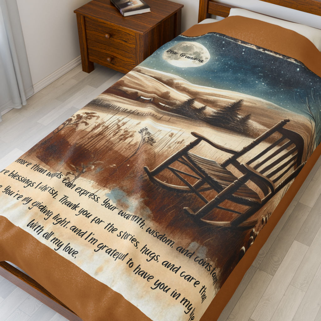 'Dear Grandma' Rocking Chair Winter Landscape Keepsake Blanket Blanket Gift for Grandma