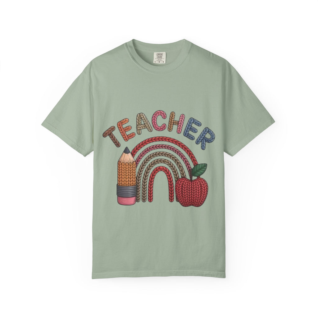 Teacher Rainbow Pencil & Apple T-Shirt — Back-to-School Gift for Educators