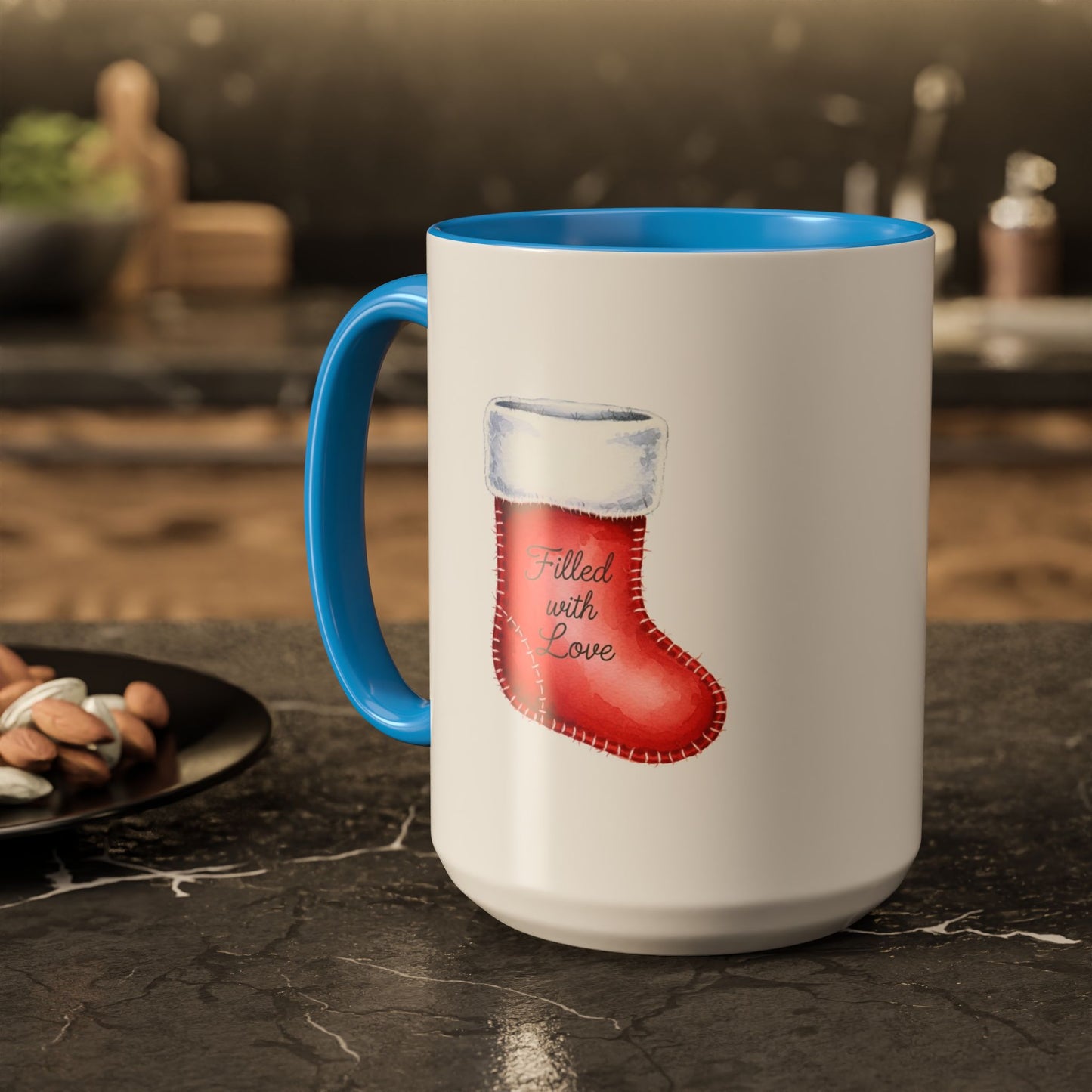 Holiday Mugs Christmas Gift Ideas Hot Cocoa & Coffee Cup Designs Filled with Love - Colorful 11oz & 15oz