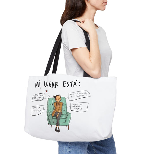 Lleva inspiración contigo a donde vayas Cozy Vibes Weekender Tote Bag | Perfect for Travel, Gifts, Beach Trips, or Everyday Use | Art-Inspired Carryall