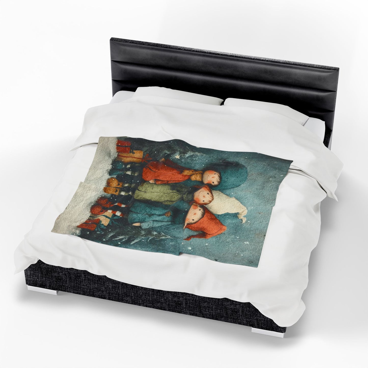 Christmas Elf Trio Velveteen Plush Blanket – Cozy Holiday Kids Throw