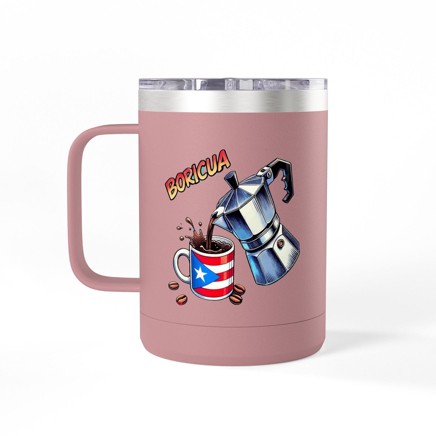 Puerto Rican Coffee Mug Tumbler, 15oz | Great Gift for Coffee Lovers, Unique Kitchen Decor, Perfect for Birthdays & Holidays