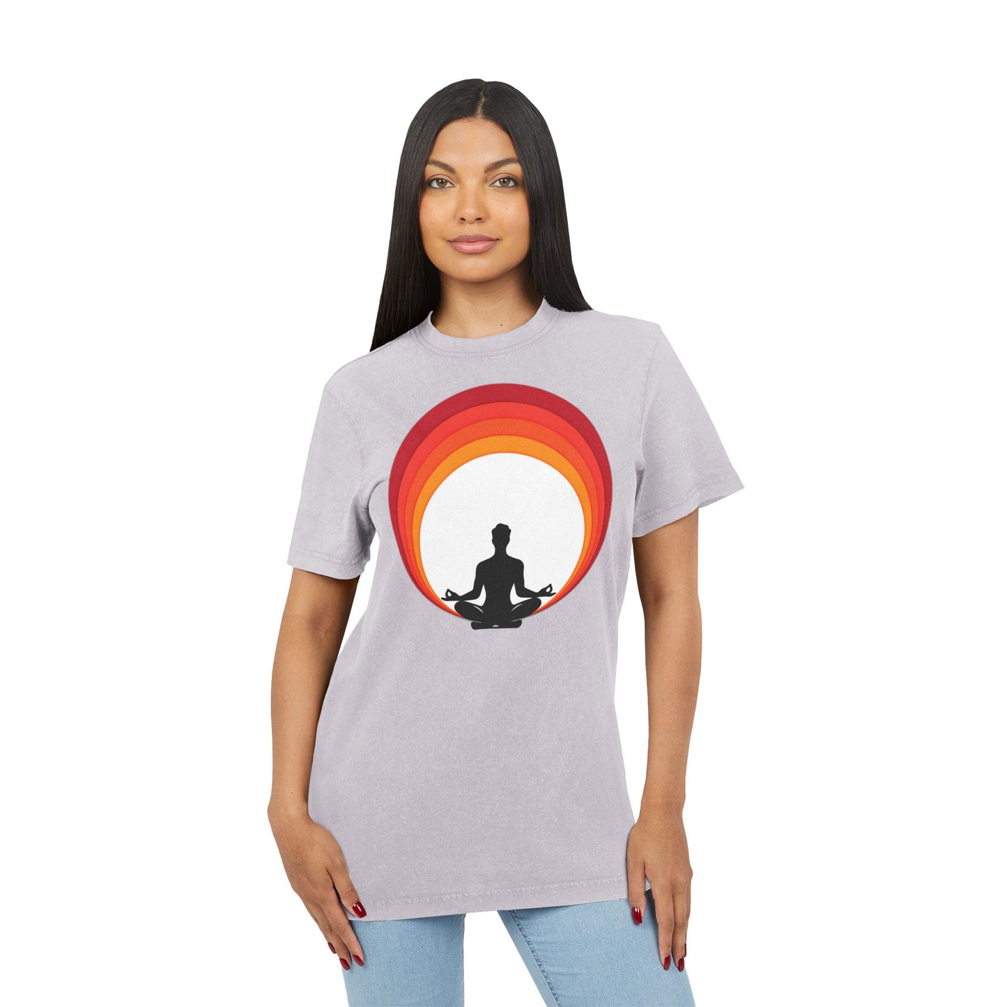✨ Let your outfit reflect your inner peace. Meditation Acid Washed Tee, Vintage Yoga Shirt, Relaxation Apparel, Gift for Mindfulness, Bohemian T-Shirt