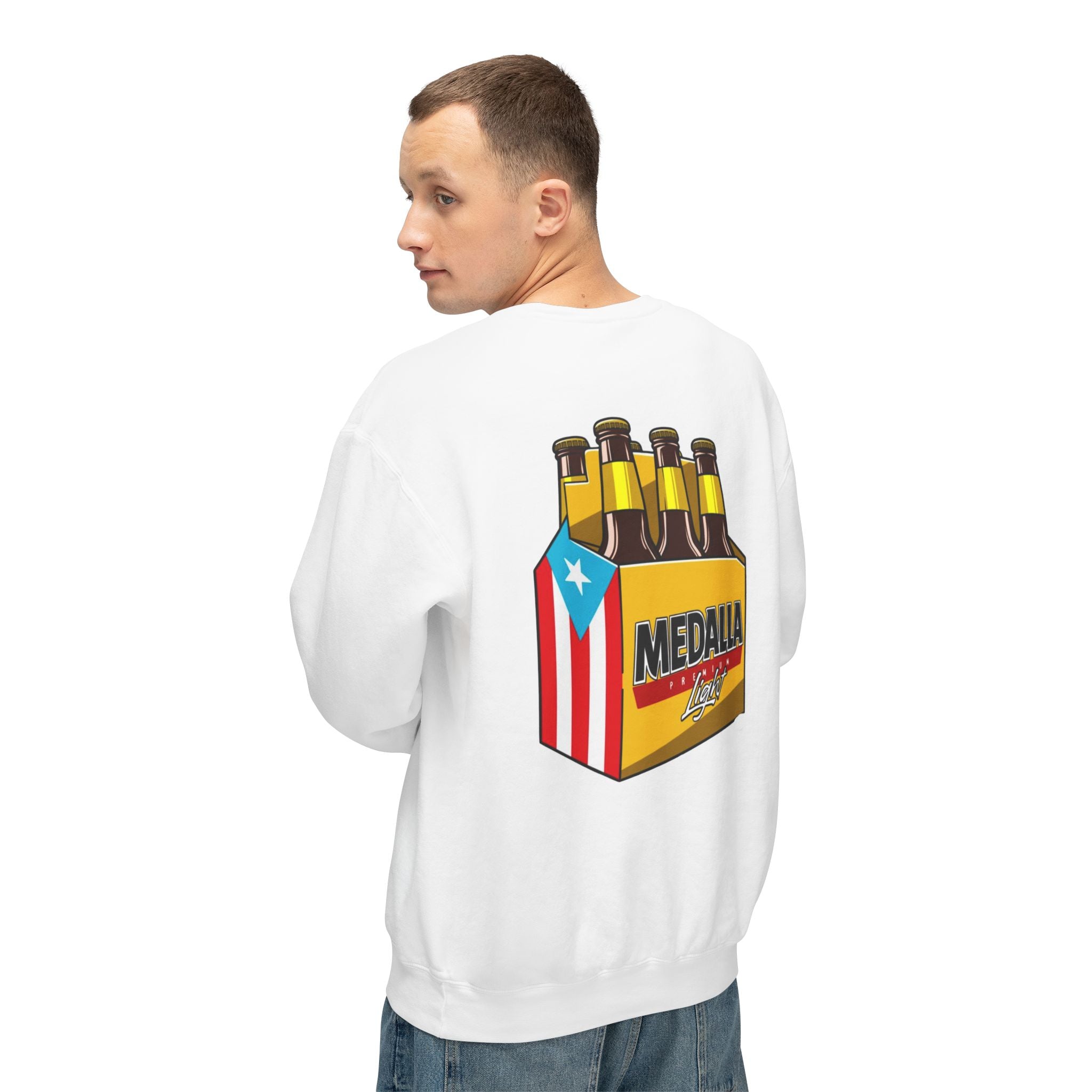 Medalla Light Puerto Rico Sweatshirt Coqui Boricua flag  Beer Pack Graphic Puerto Rico Navidades