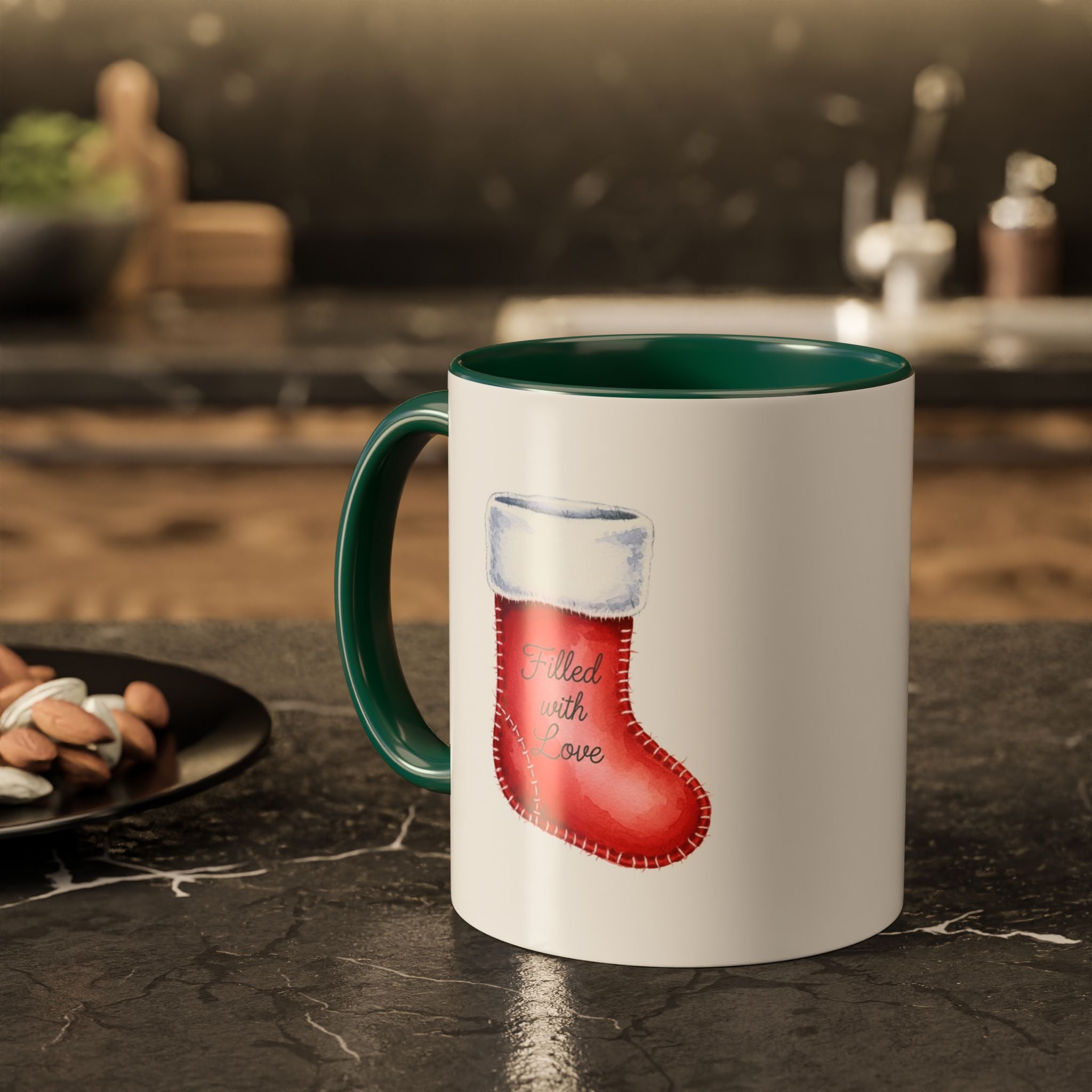 Holiday Mugs Christmas Gift Ideas Hot Cocoa & Coffee Cup Designs Filled with Love - Colorful 11oz & 15oz