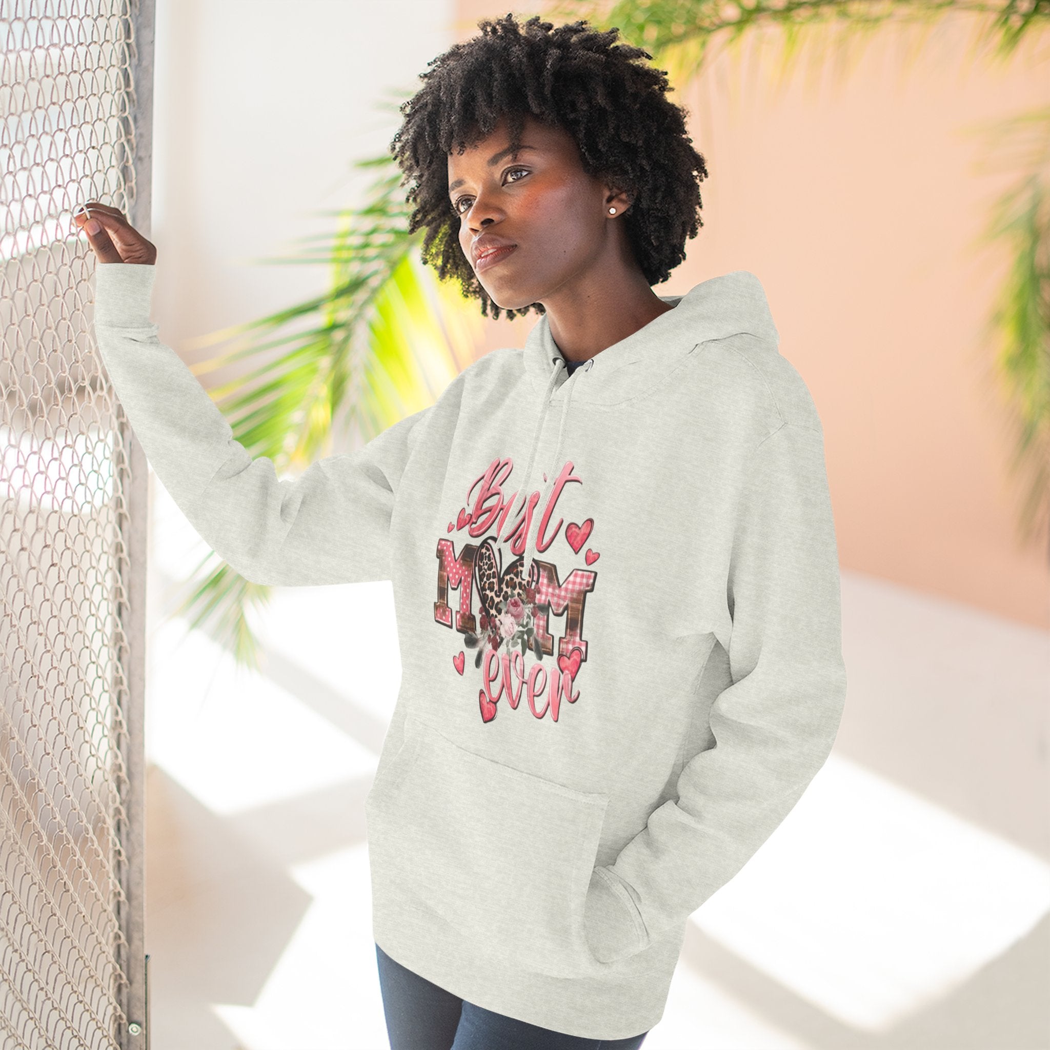 Best Mom Ever Hoodie  Leopard Heart Mother's Day Pullover