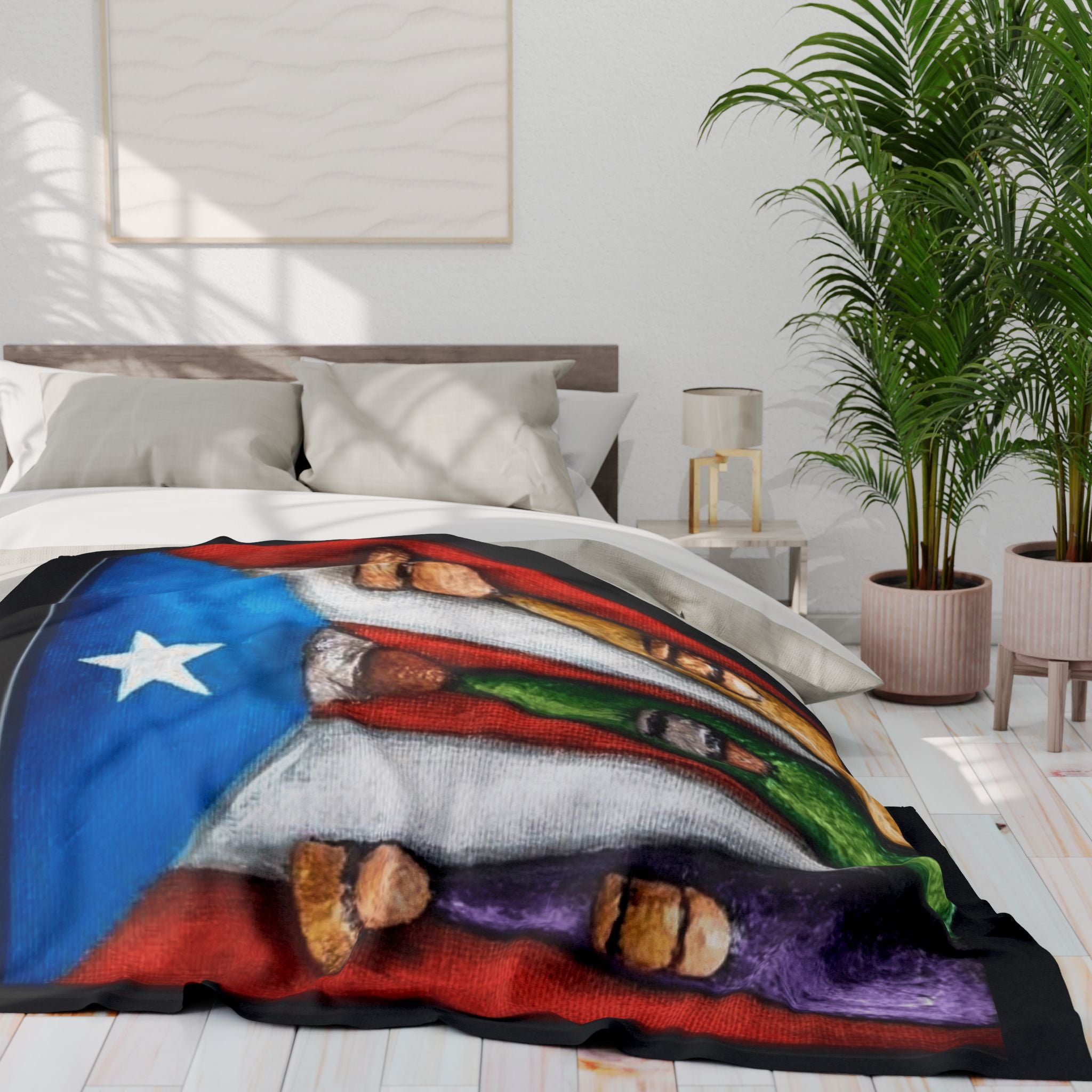 Puerto Rican Flag Nativity Fleece Blanket Three Kings Day Navidad Boricua
