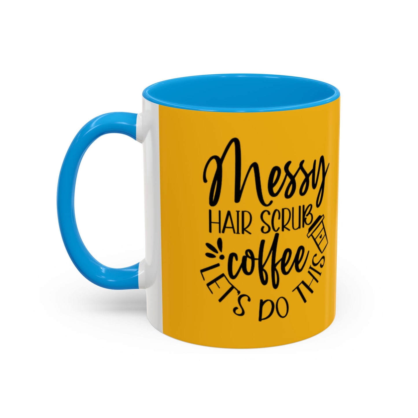 Holiday Coffee Cups with Festive Quotes & Designs Messy Hair Coffee Mug - Fun Yellow Ceramic Cup for Coffee Lovers