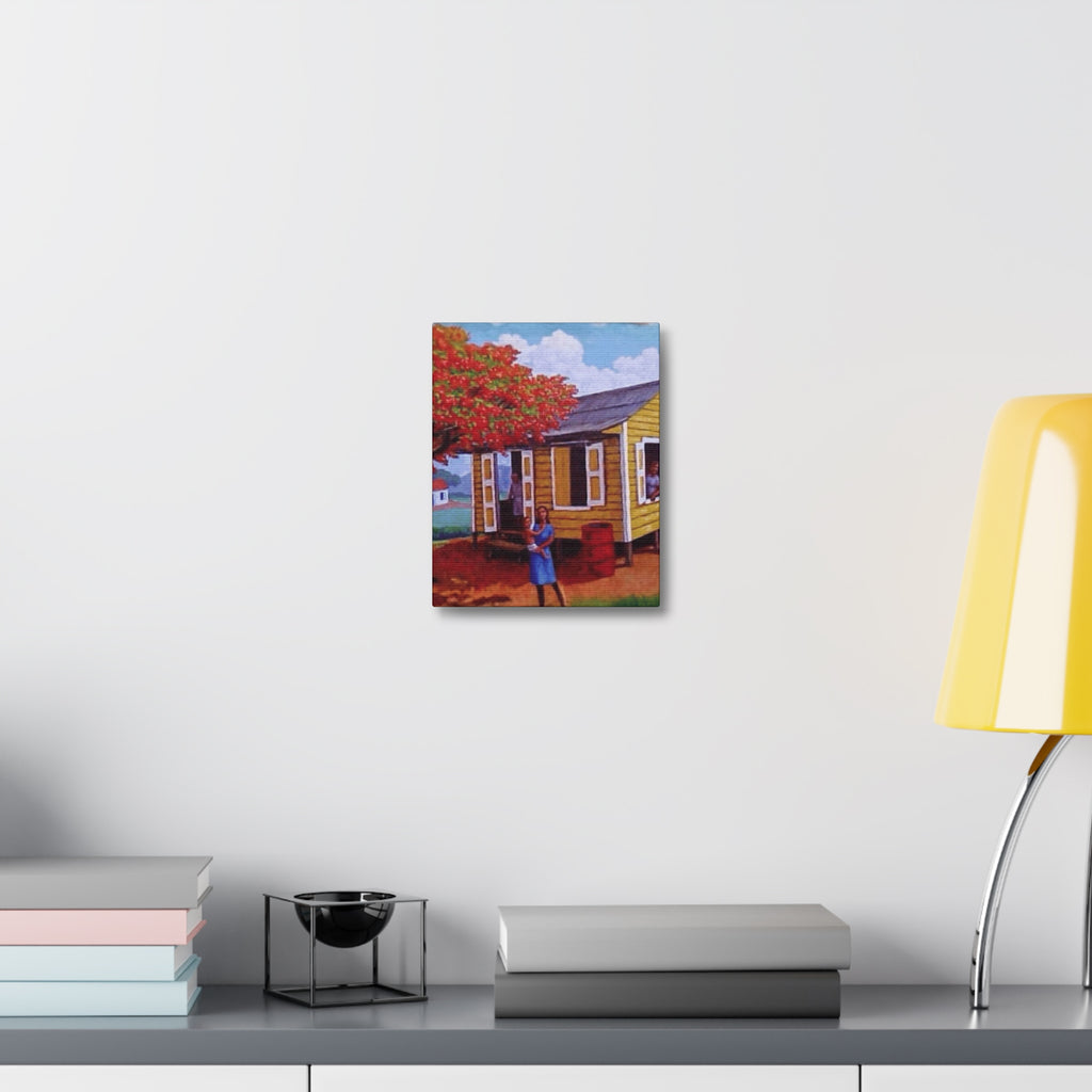 The Soul of Puerto RicoCaribbean Cottage Stretched Canvas  Tropical Village Scene Wall Art