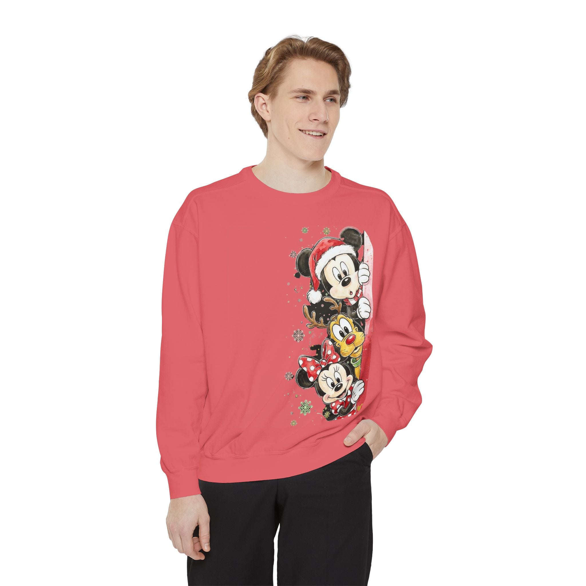 Christmas Disney Characters Sweatshirt  Mickey, Minnie & Pluto Holiday Crew Cartoon Christmas T-shirts and Sweaters