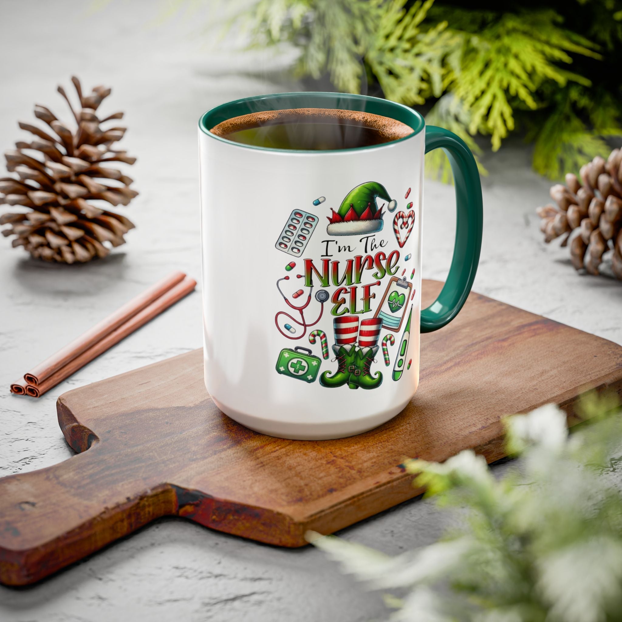 Nurse Elf Coffee Mug — Christmas Medical Holiday Gift (11oz & 15oz) Medical Christmas Mug
