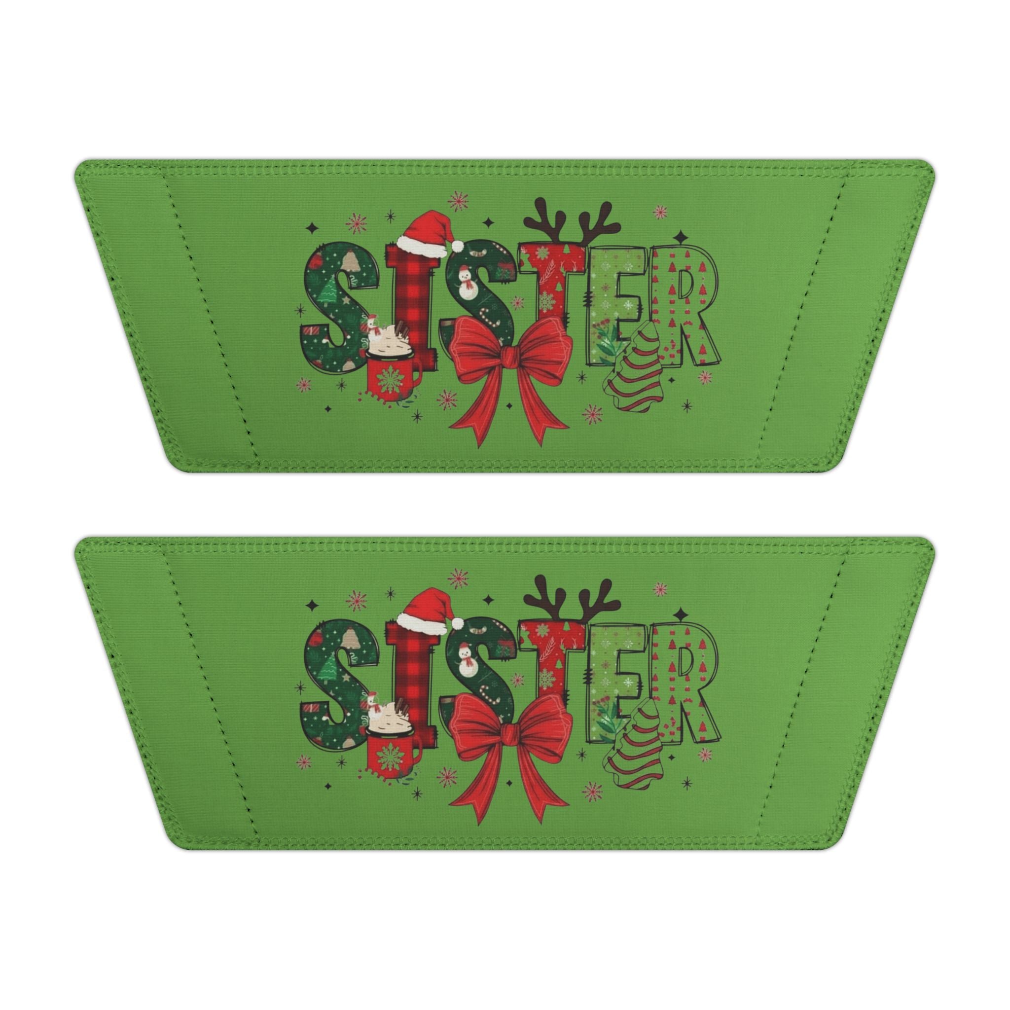 Sister Women's Holiday Slide Sandals — Green 'Joy' Gift Bow Design