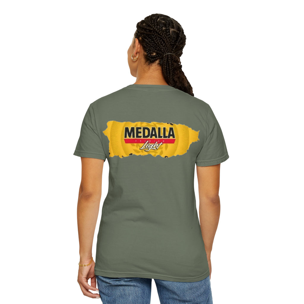 Medalla Light Puerto Rican Beer T-Shirt Coqui Frog Mascot Six-Pack Graphic Tee Puerto Rico’s Navidades