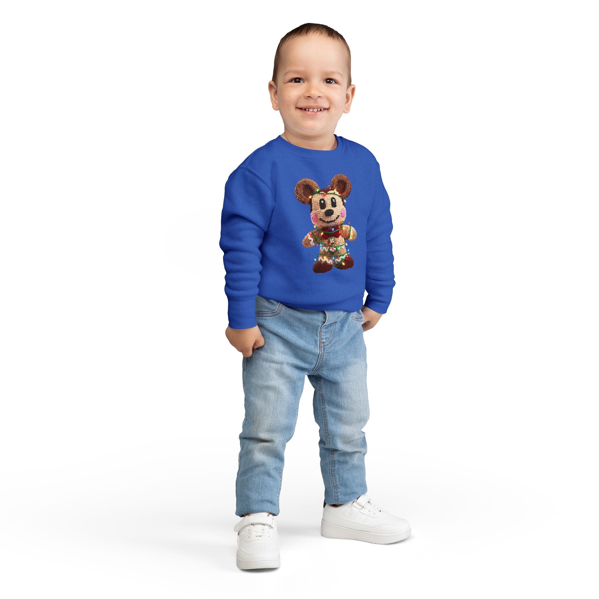 Holiday Plush Bear Toddler Sweatshirt  Festive Lights & Wreath Design