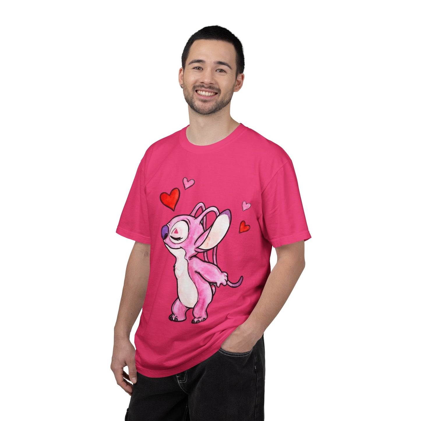 T-Shirt — Cute Pink Cartoon Creature with Hearts | Valentine’s Gift Tee