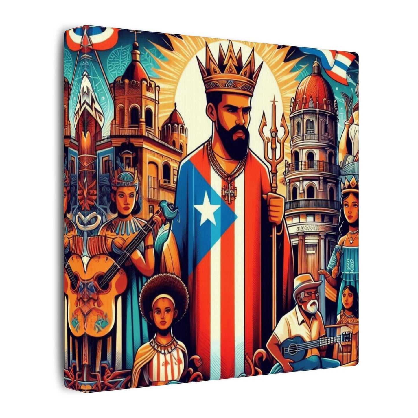 Vibrant Puerto Rican Art Canvas, Cultural Wall Decor, Celebration Decor, Unique Gift, Home Accent, Multi-Size