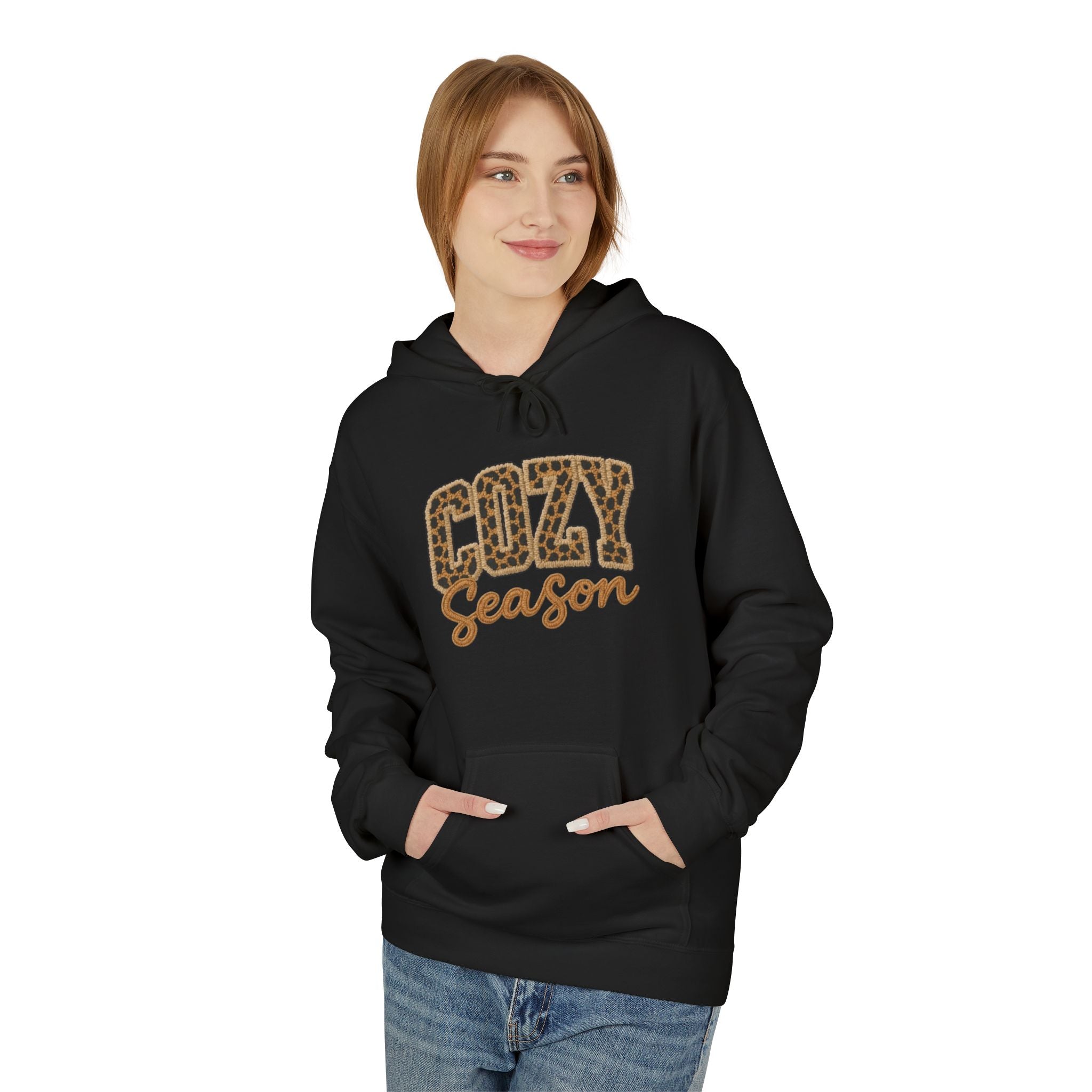 Cozy Season Leopard Hoodie — Fall Winter Graphic Pullover