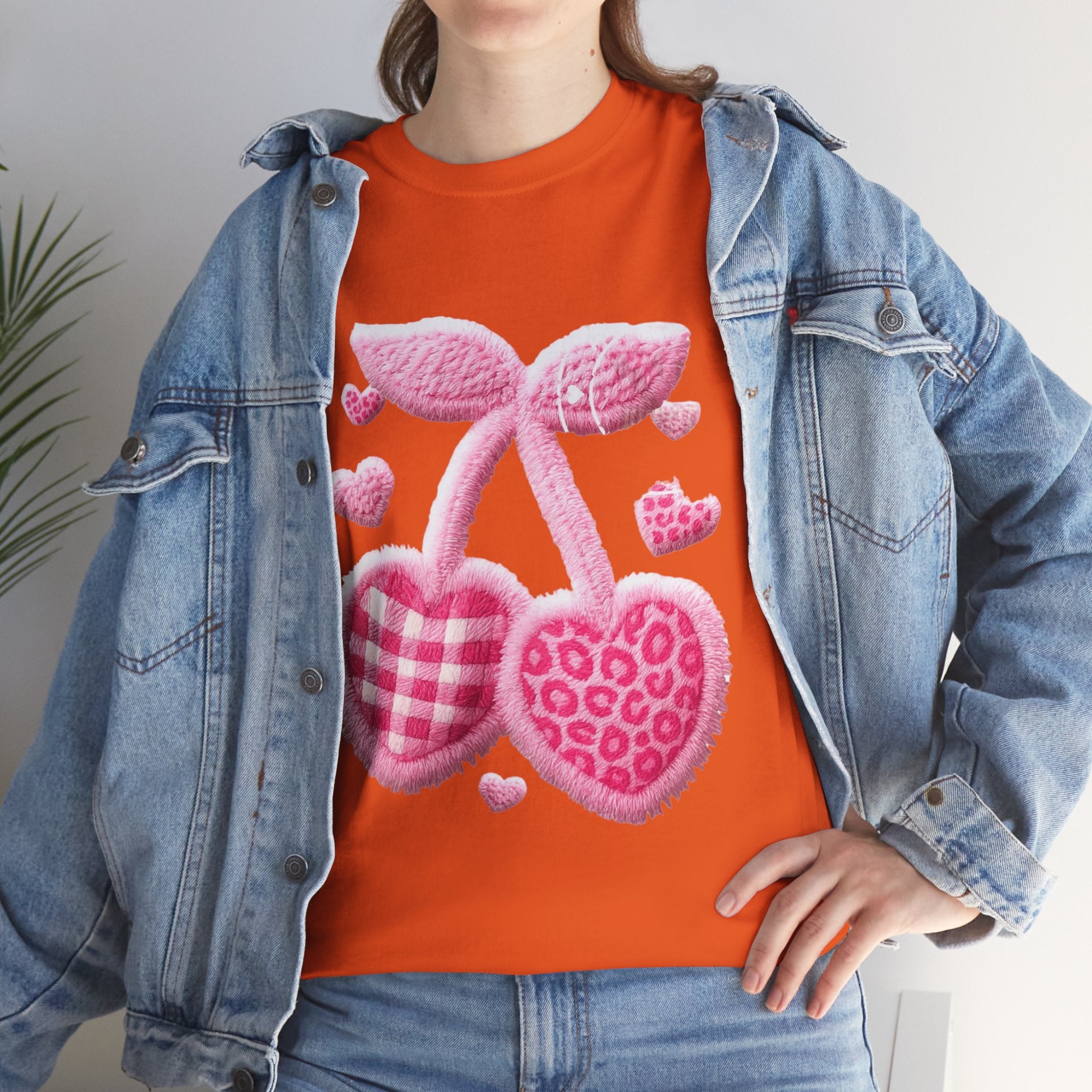 Pink Heart Cherries Tee  LOVE Graphic Valentine T-Shirt