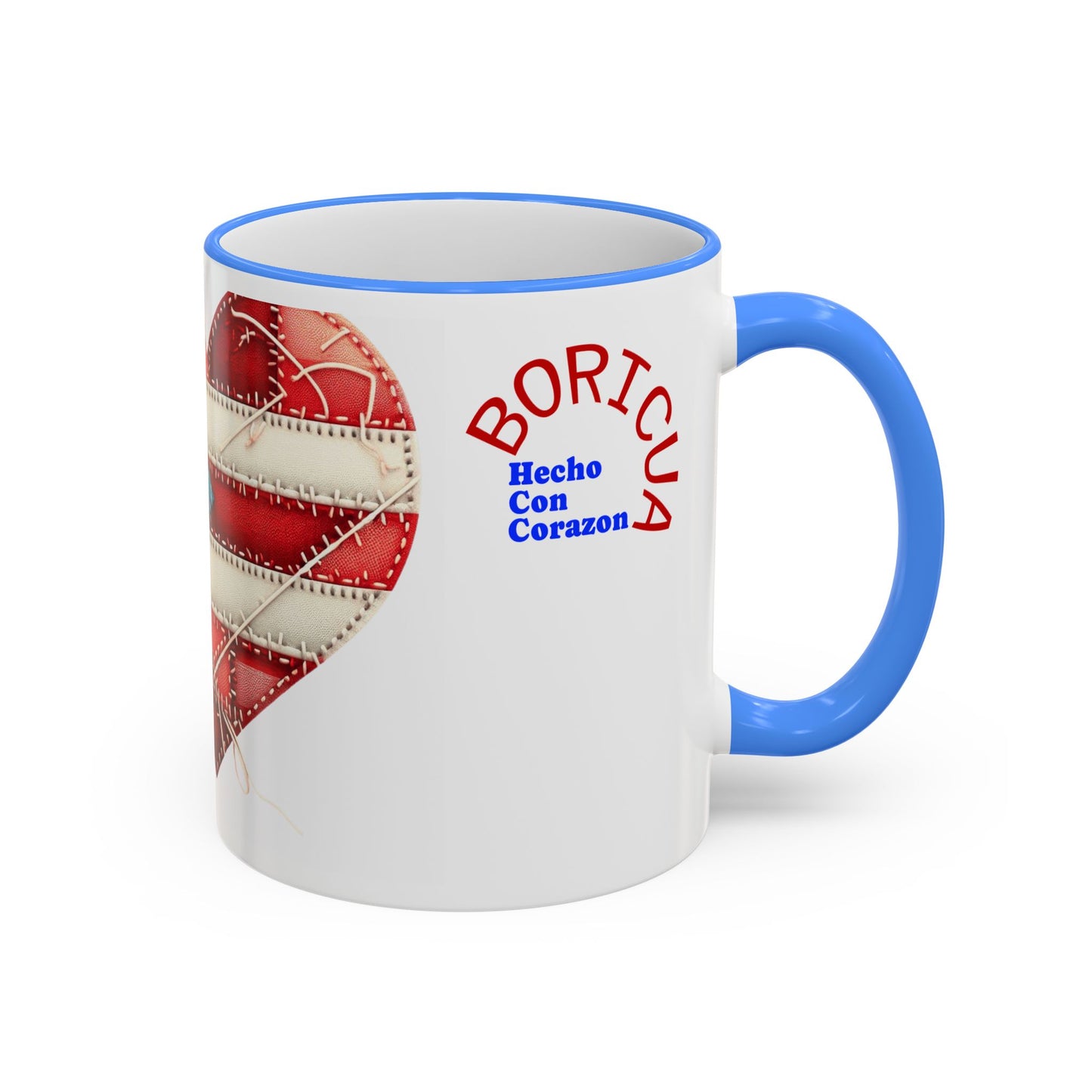 Puerto Rico Flag Heart Accent Rim Mug — Patriotic Coffee Cup (11oz/15oz)