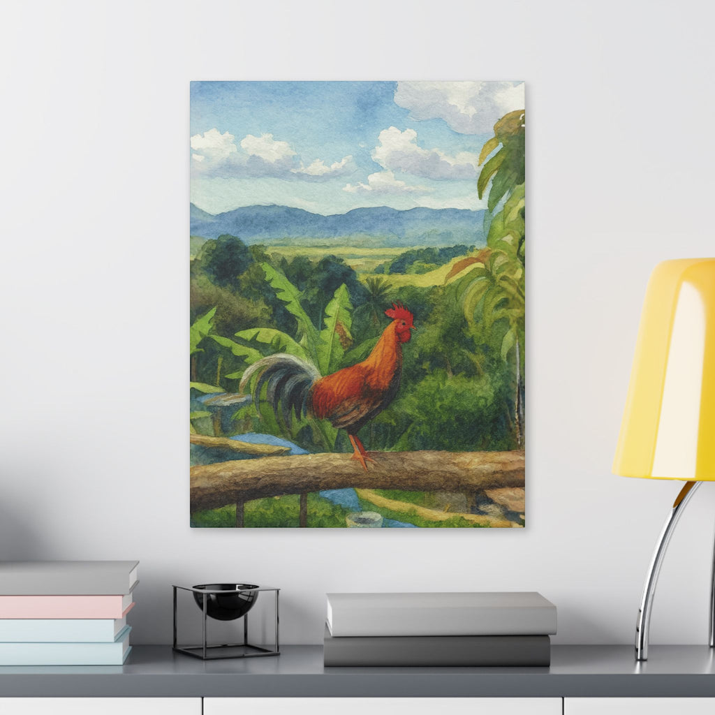 These Puerto Rico inspired Rooster Morning Landscape Canvas