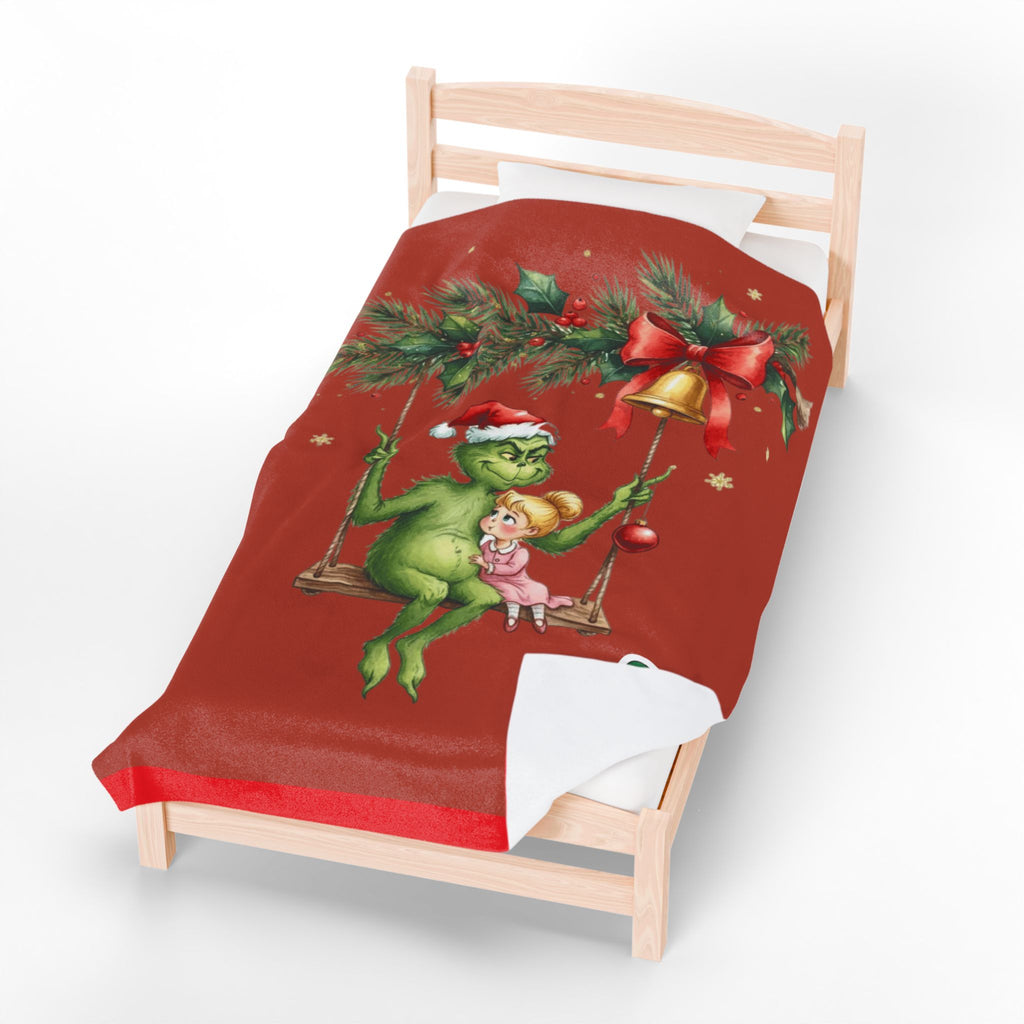 “Winter Wonderland Cartoon Fleece Blanket Grinchmas Velveteen Plush Blanket Holiday Grinch & Cindy Lou Cozy Throw