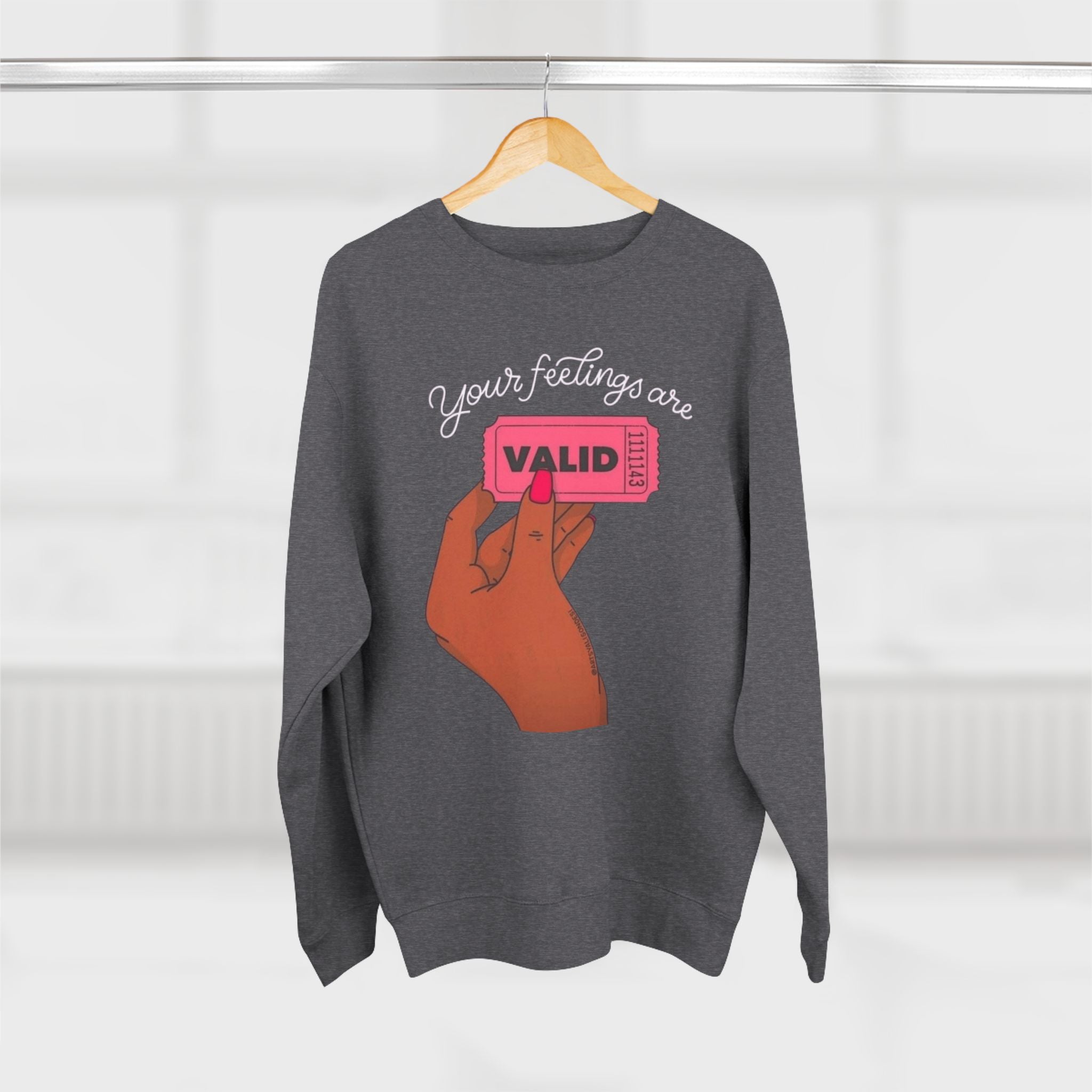 Valid Ticket Crewneck Sweatshirt  Empowerment Graphic Pullover Valentine’s Day sweaters