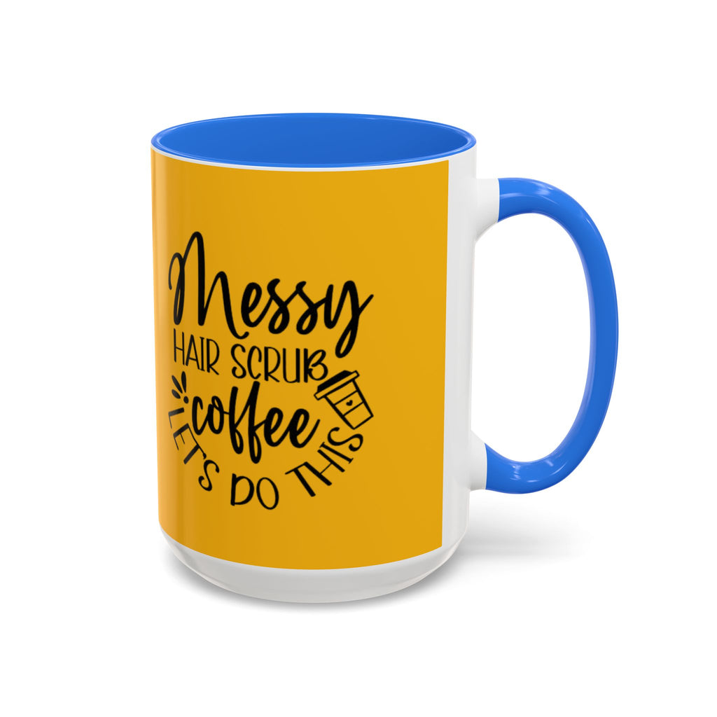 Holiday Coffee Cups with Festive Quotes & Designs Messy Hair Coffee Mug - Fun Yellow Ceramic Cup for Coffee Lovers