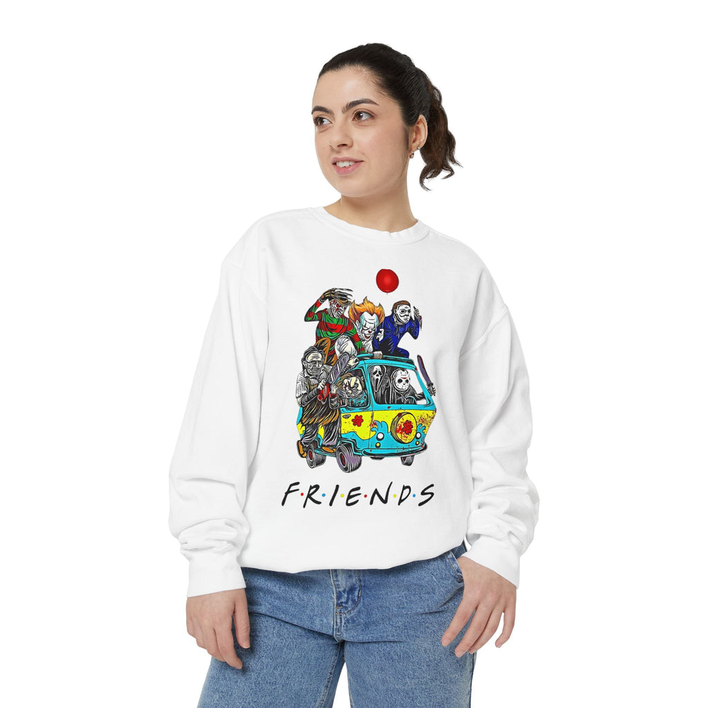 Friends-Inspired Unisex Garment-Dyed Sweatshirt, Cozy Casual Wear, Unique Graphic Sweatshirt, Perfect Gift, Everyday Style