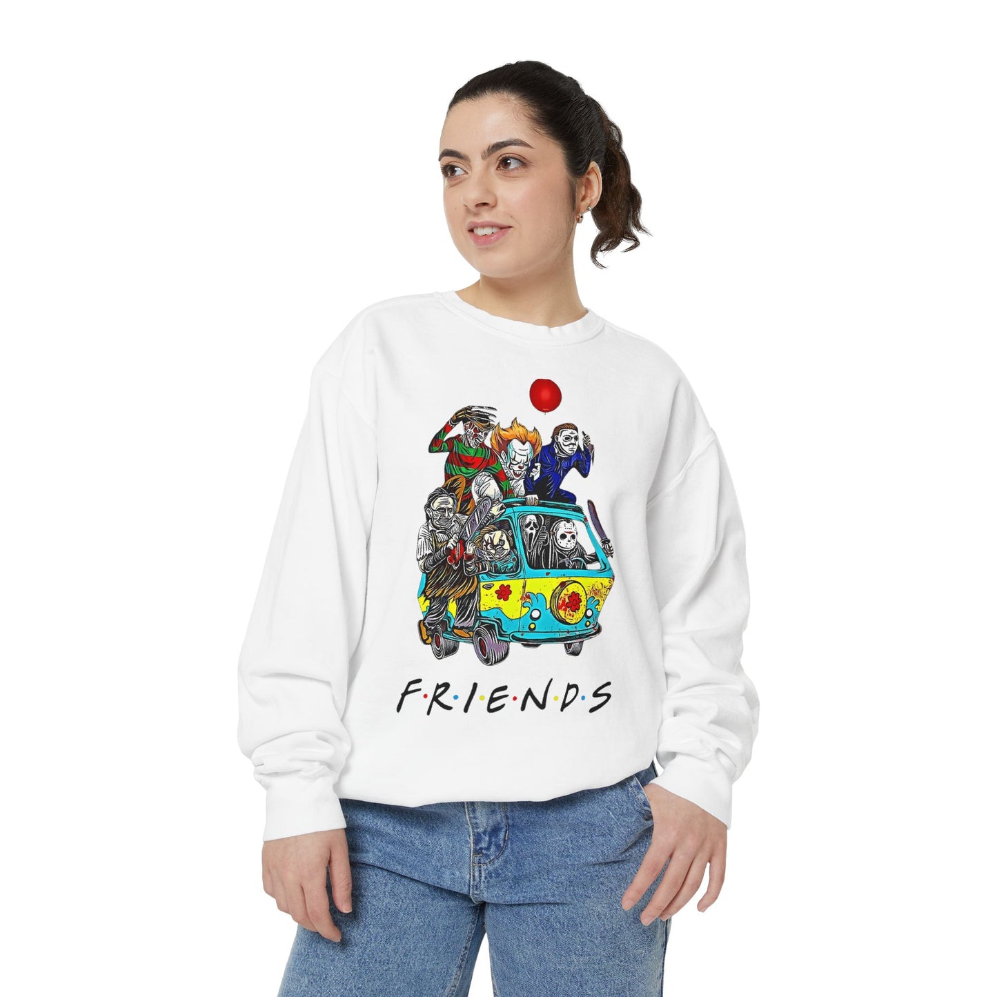 Friends-Inspired Unisex Garment-Dyed Sweatshirt, Cozy Casual Wear, Unique Graphic Sweatshirt, Perfect Gift, Everyday Style
