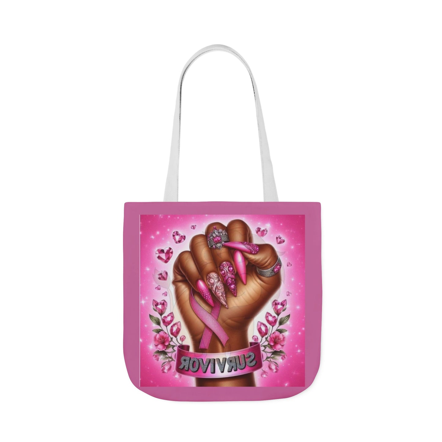 Breast Cancer Survivor Tote Bag  Pink Ribbon Empowerment Canvas Tote