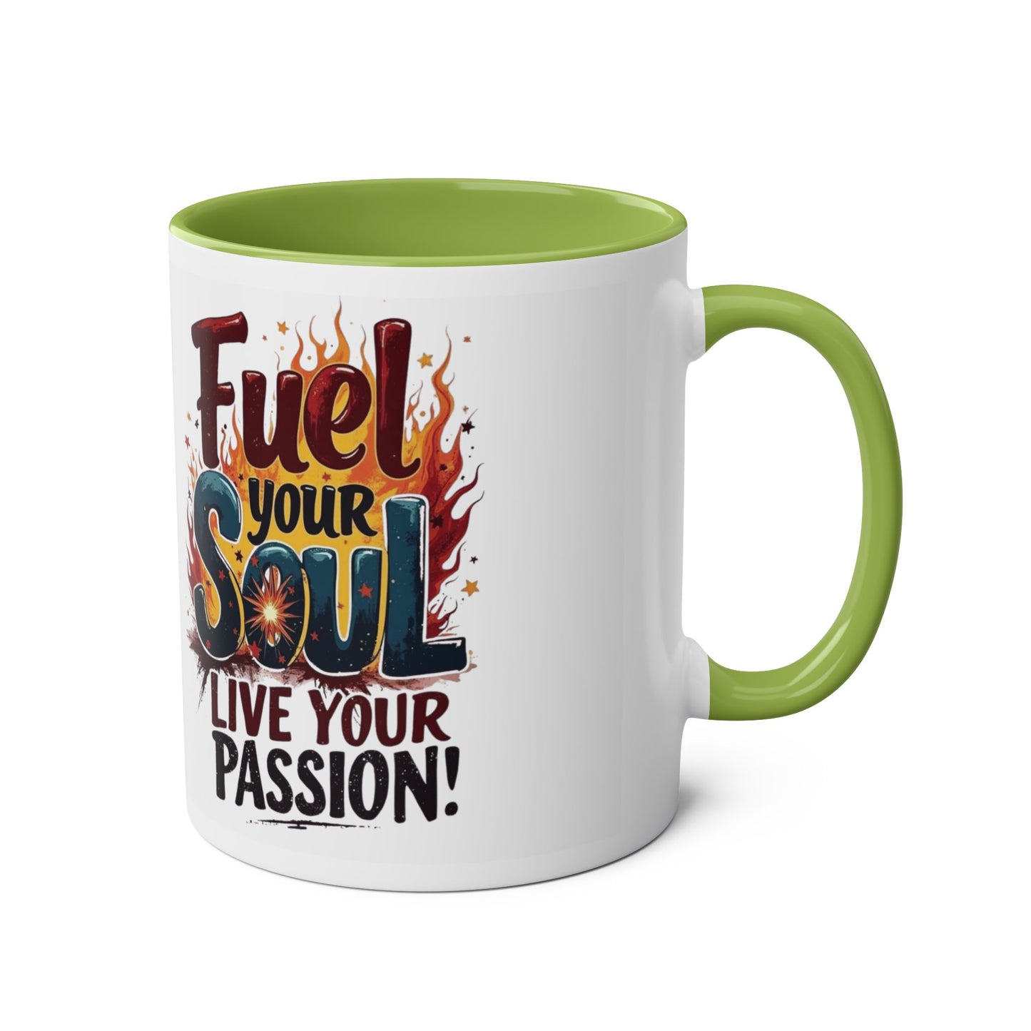 Fuel Your Soul Two-Tone Start your day with meaning. Coffee Mug | Inspirational Mug for Passionate Coffee Lovers, Gift for Creatives, Motivational Drinkware