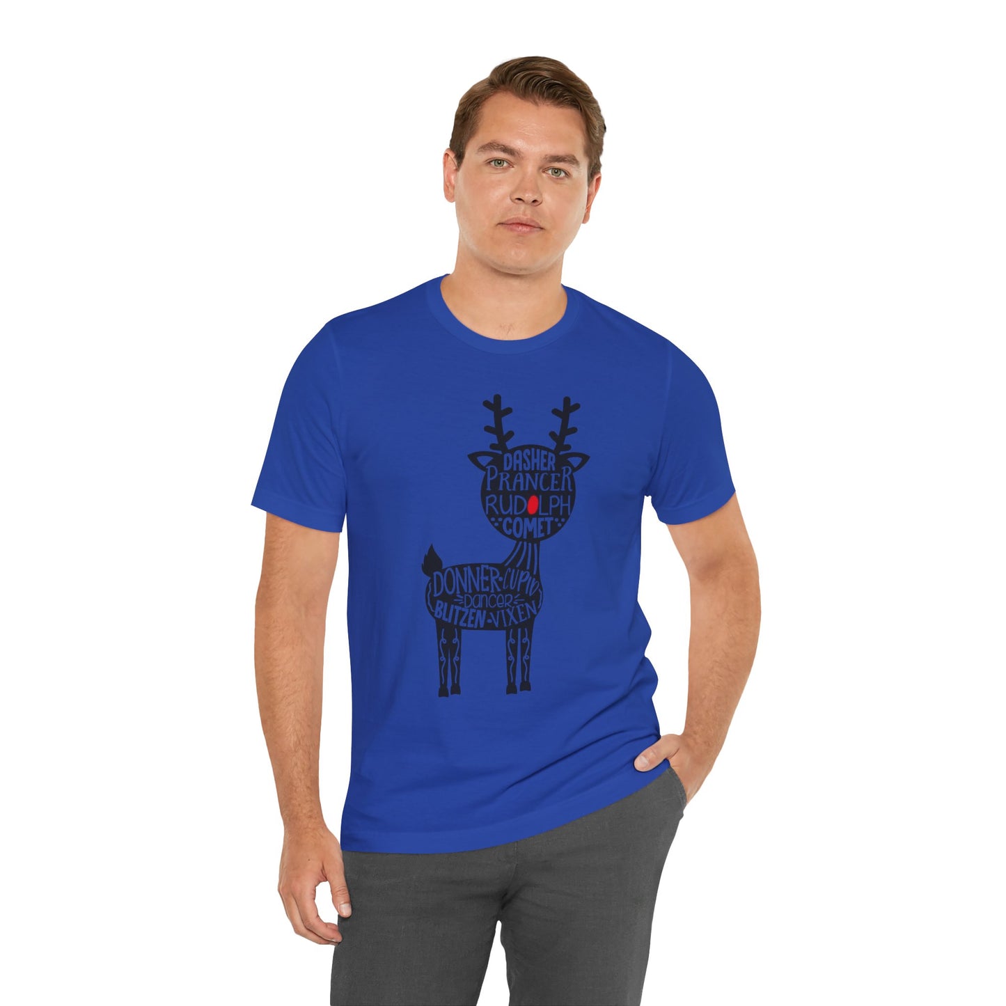 Christmas Reindeer Graphic Tee - Unisex Jersey Short Sleeve Shirt