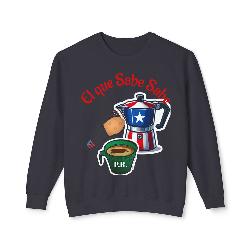 Crewneck Sweatshirt — "El que Sabe Sabe" Puerto Rico Coffee Design