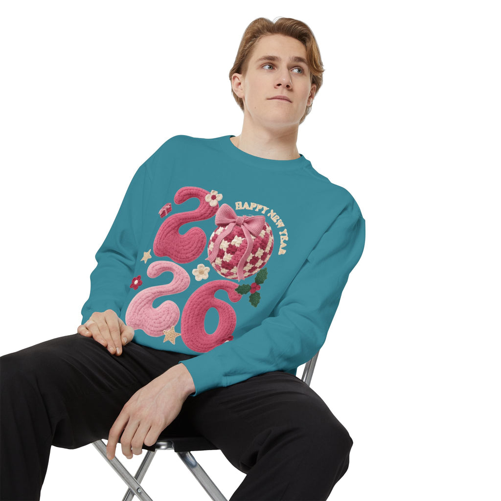 Happy New Year 2026 Sweater  Pink Festive Graphic Sweatshirt