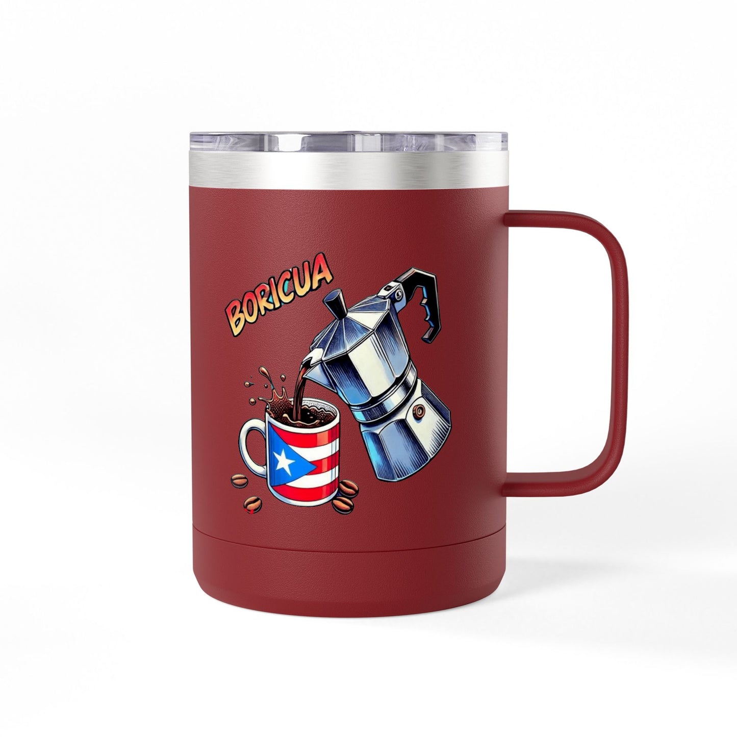 Puerto Rican Coffee Mug Tumbler, 15oz | Great Gift for Coffee Lovers, Unique Kitchen Decor, Perfect for Birthdays & Holidays