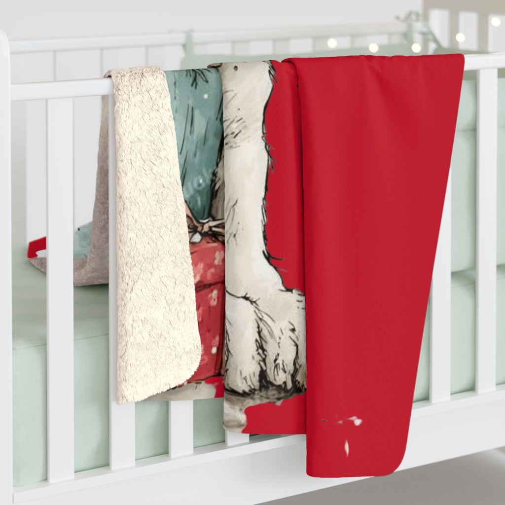 Christmas Puppy Sherpa Blanket — Cute Jack Russell Holiday Throw