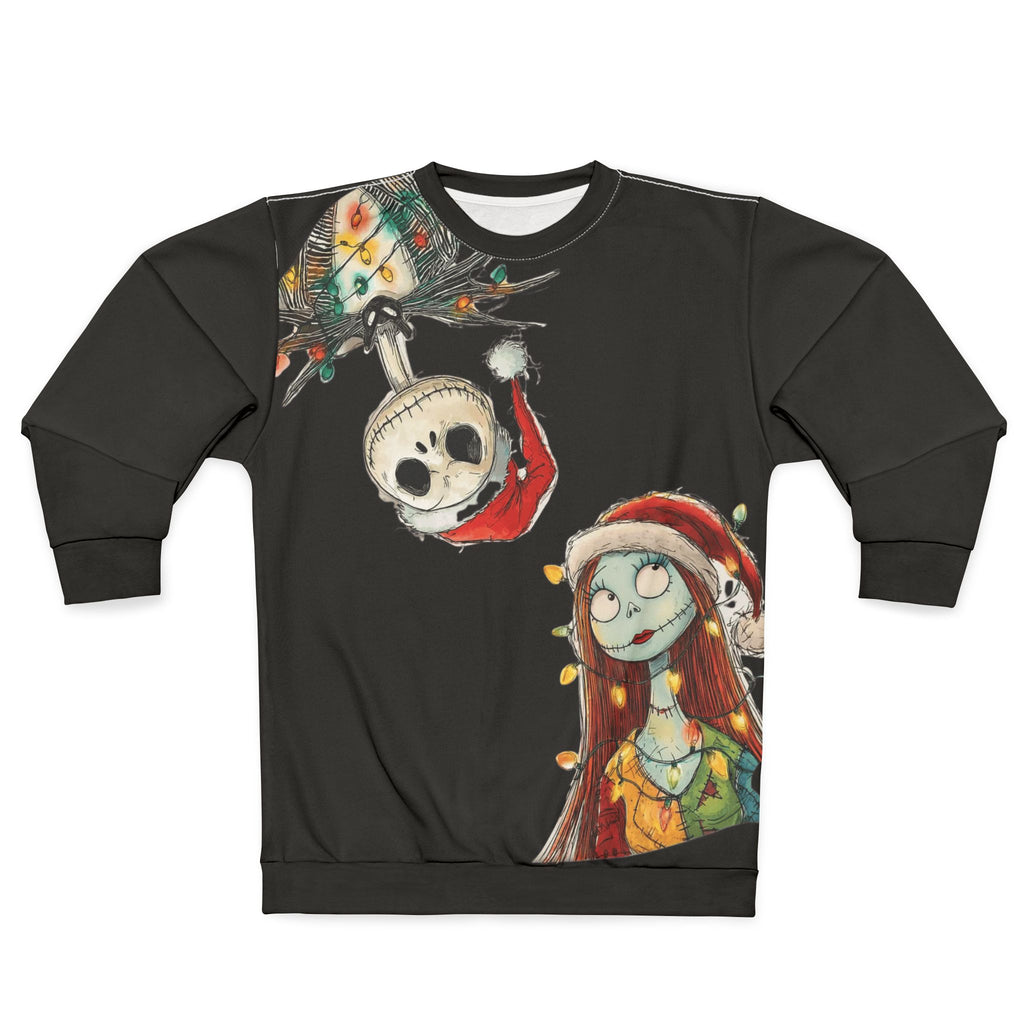Gothic Christmas Sweatshirt — Festive Jack & Sally Holiday Crewneck cartoon-style Christmas artwork