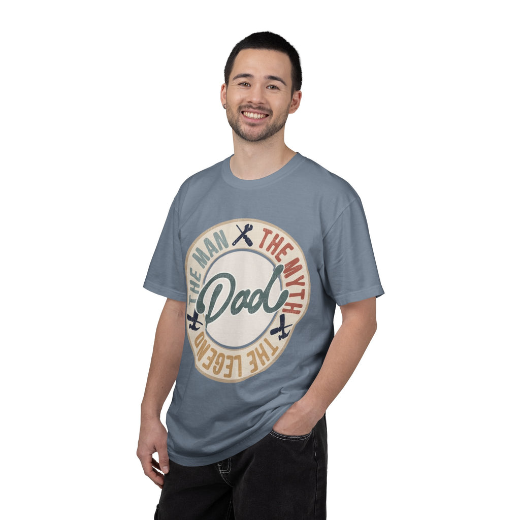 Dad Retro Badge T-Shirt — “Dad: The Man, The Myth, The Legend” Father’s Day Tee