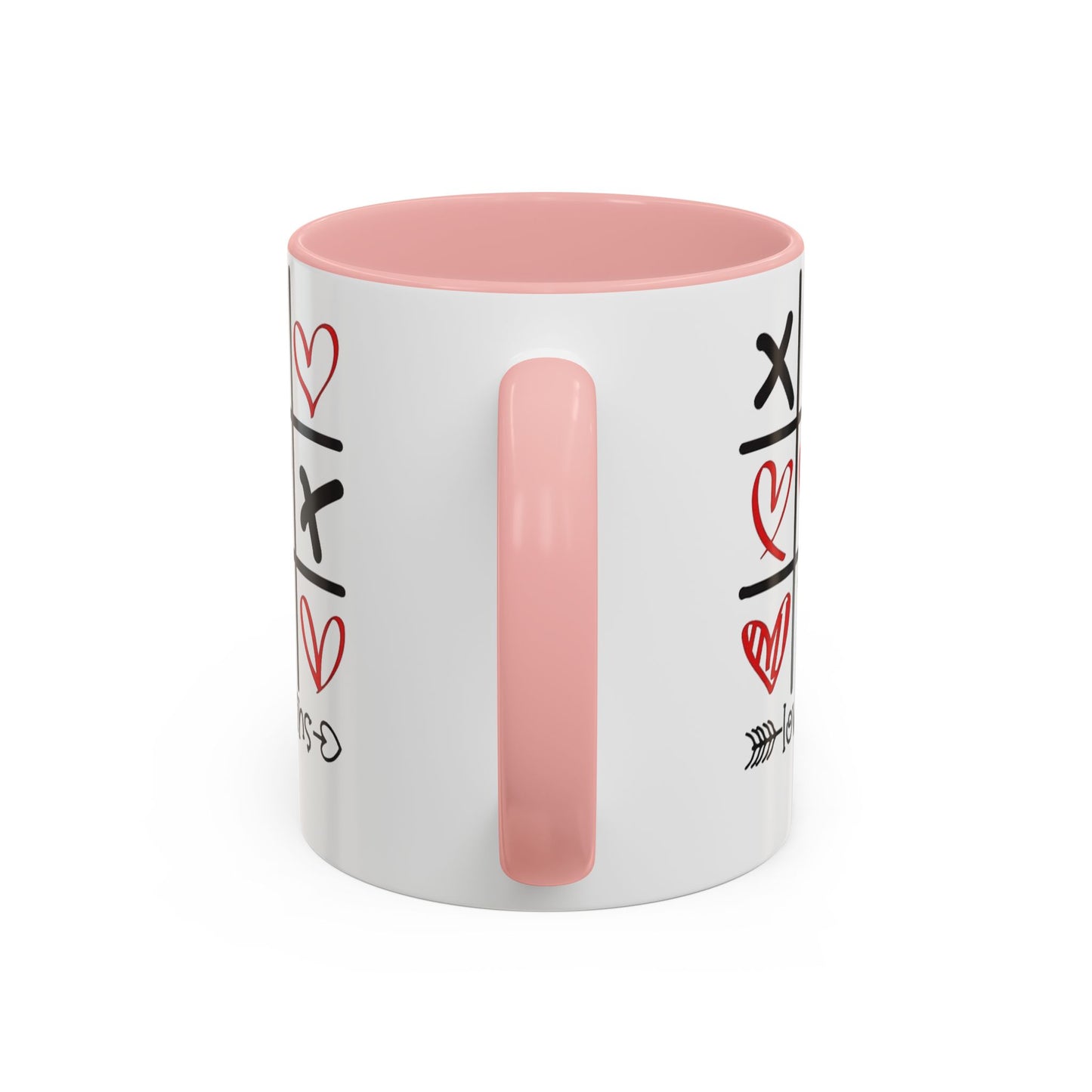 Love Wins Tic-Tac-Toe Heart Accent Coffee Mug — Romantic Valentine 11/15oz