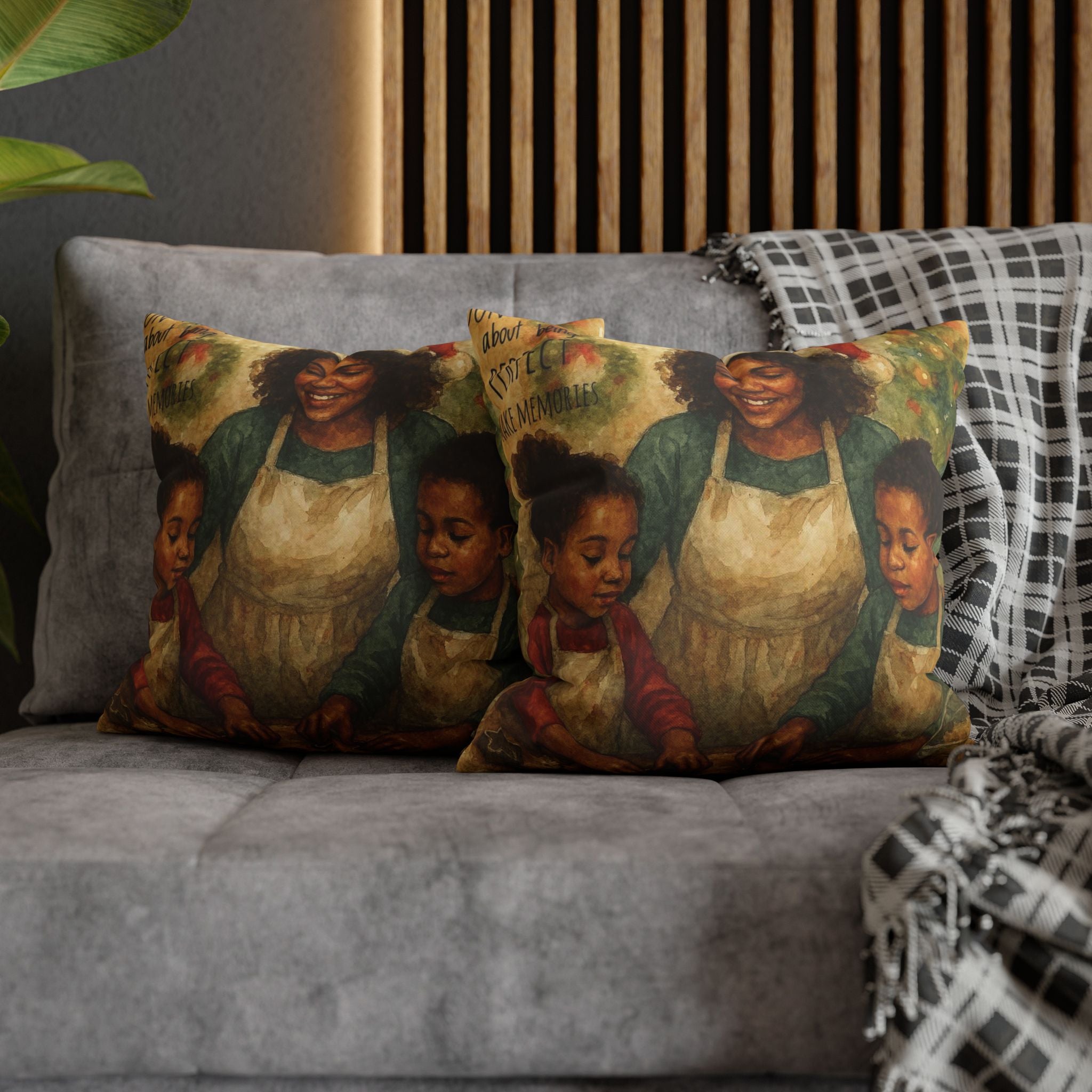Holiday Baking Family Pillowcase — Square Decorative Throw Pillow
