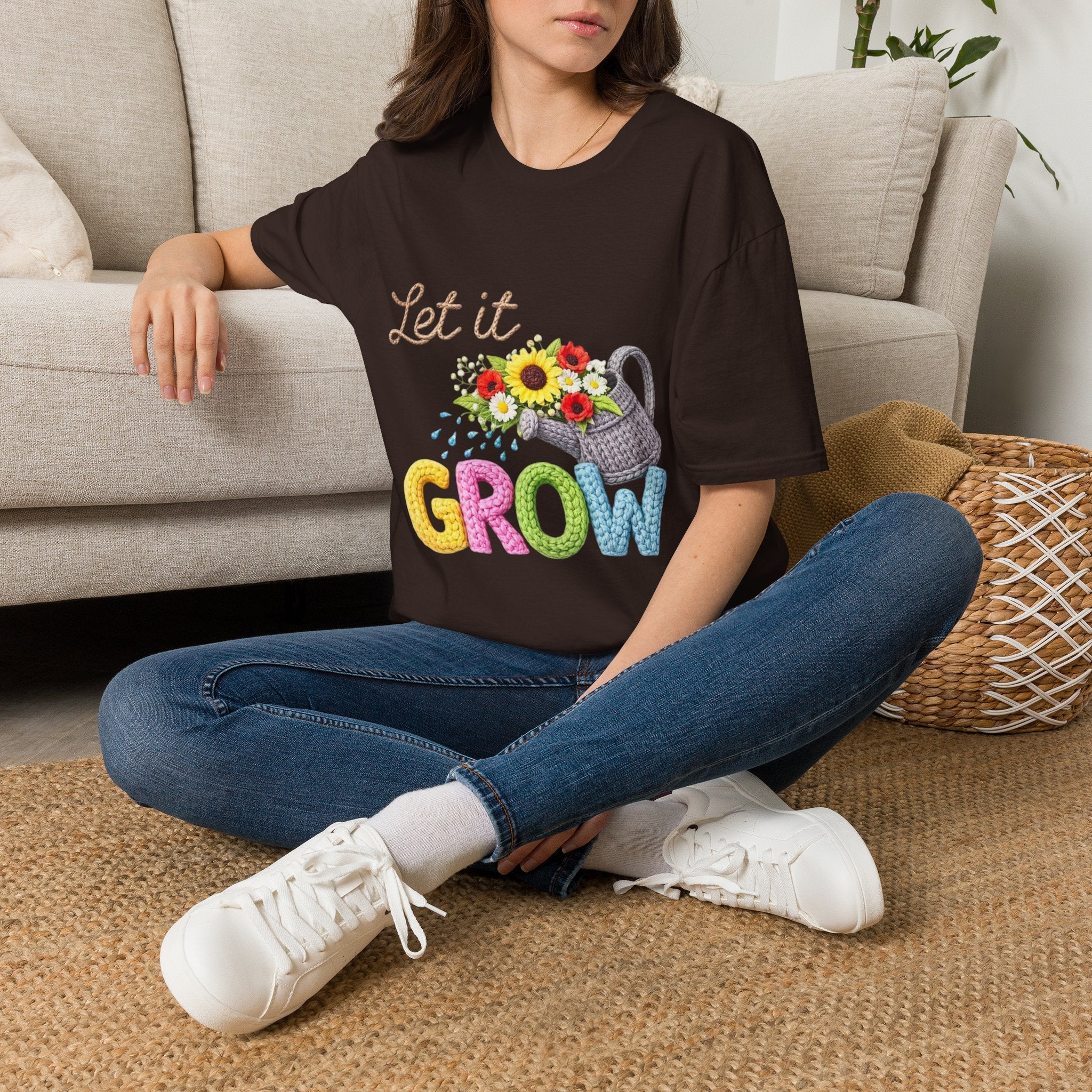 Let It Grow T-Shirt — Floral Watering Can Garden Tee