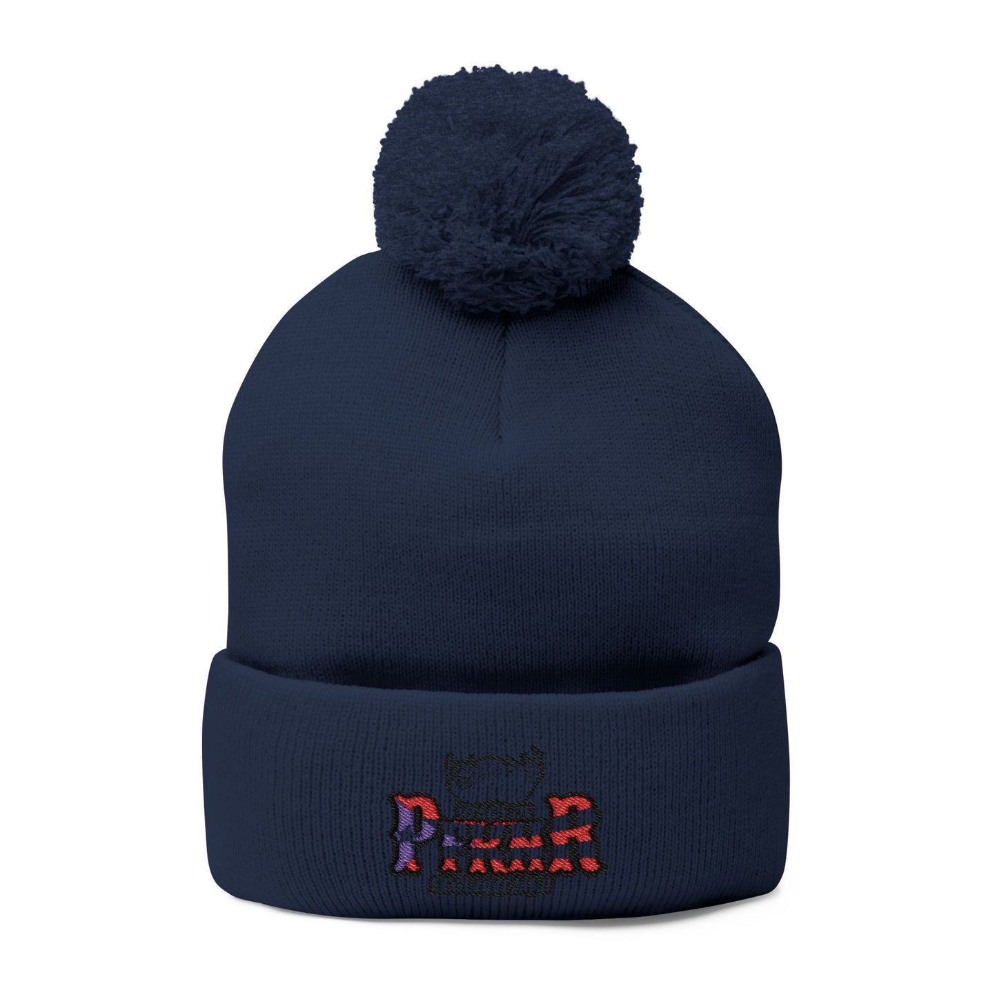 Puerto Rico–inspired hat  Embroidered Pom-Pom Knit Cap