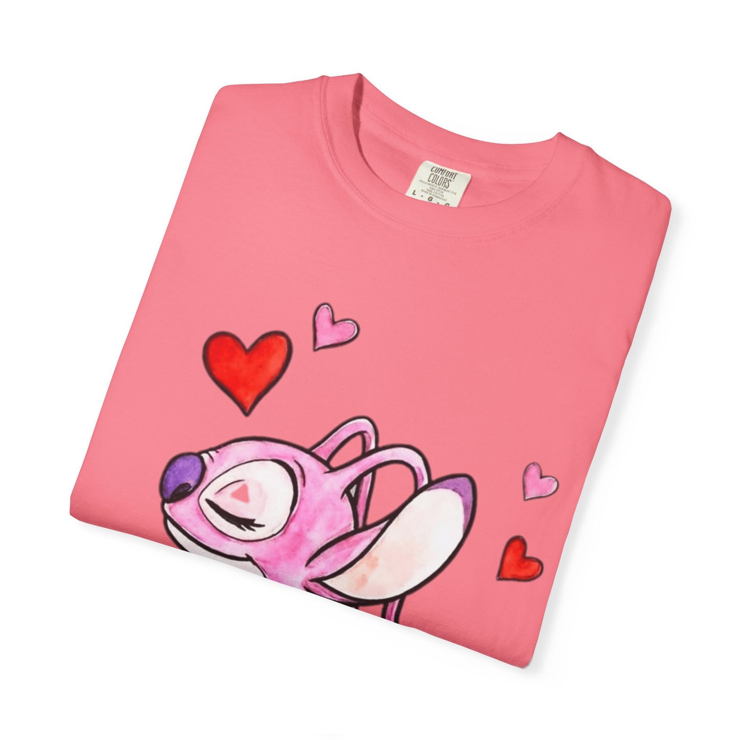T-Shirt — Cute Pink Cartoon Creature with Hearts | Valentine’s Gift Tee