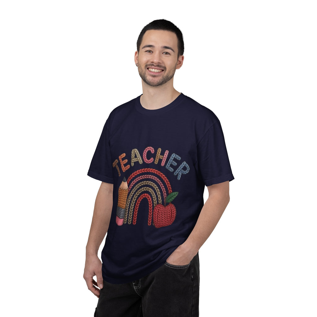 Teacher Rainbow Pencil & Apple T-Shirt — Back-to-School Gift for Educators