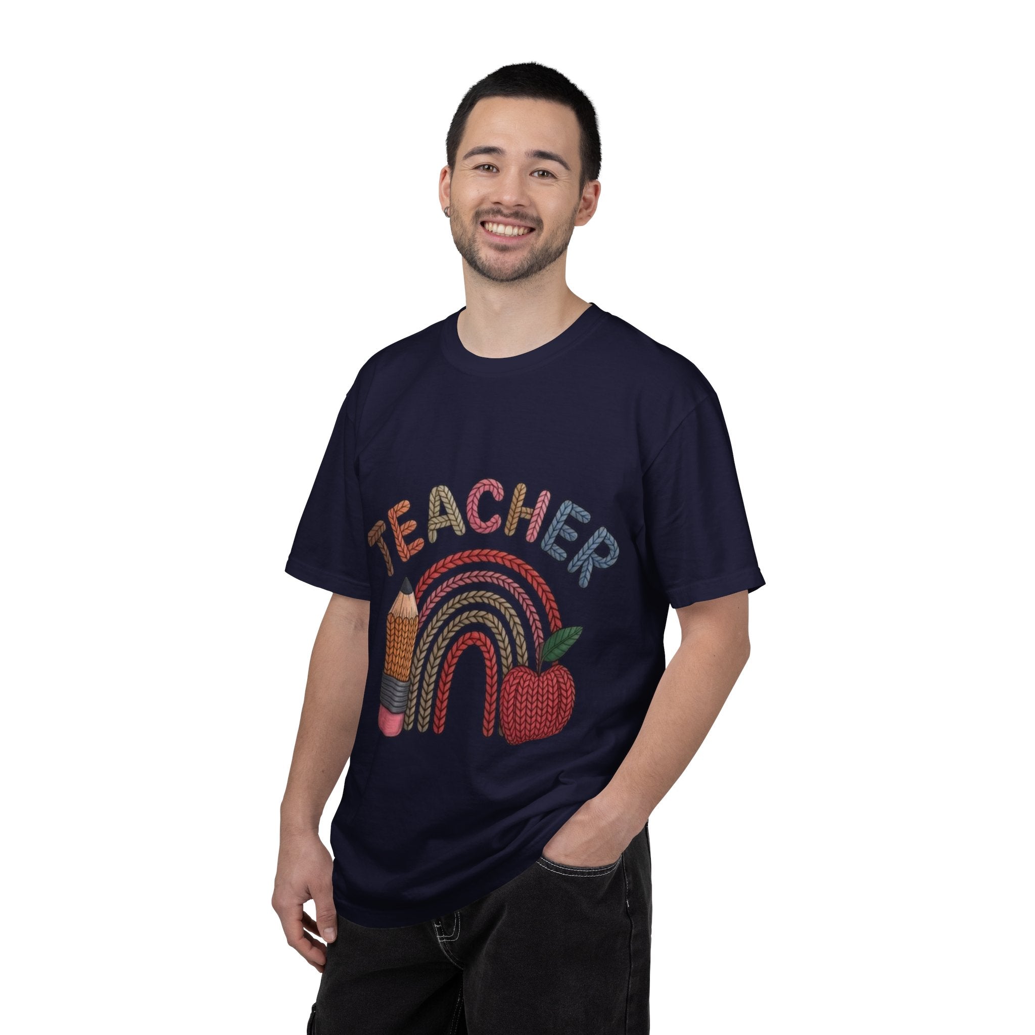 Teacher Rainbow Pencil & Apple T-Shirt — Back-to-School Gift for Educators